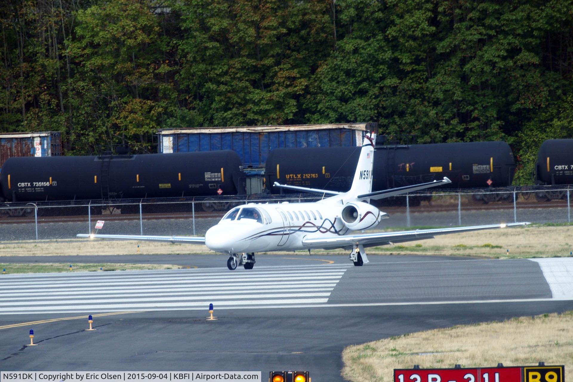N591DK, 2001 Cessna 560 C/N 560-0591, Cessna 560 about to take off from Boeing Field.