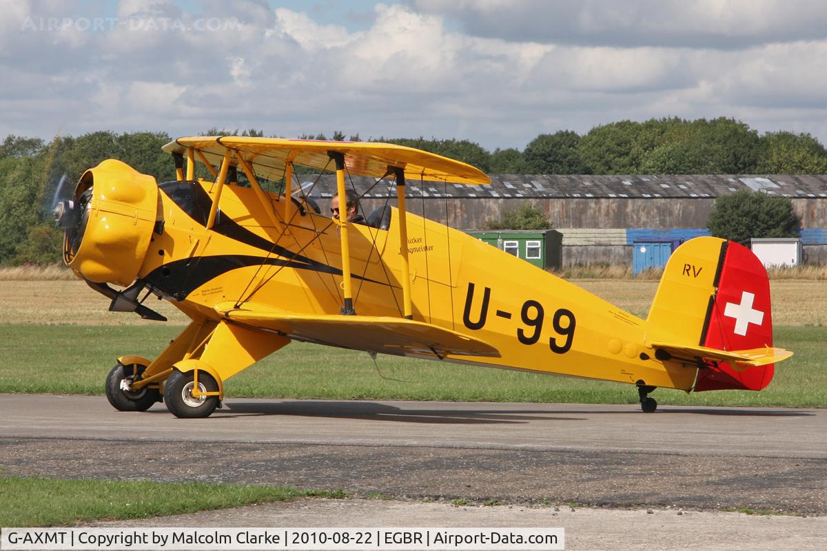 G-AXMT, 1938 Bucker Bu-133C Jungmeister C/N 46, Doflug Bu-133 Jungmeister at The Real Aeroplane Company's 'Summer Madness All Comers Fly-In', Breighton Airfield, August 2010.