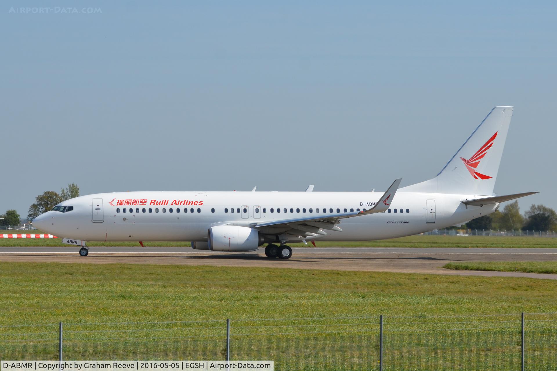 D-ABMR, 2013 Boeing 737-86J C/N 37781, About to depart after being re-sprayed into Ruili Airlines colours.