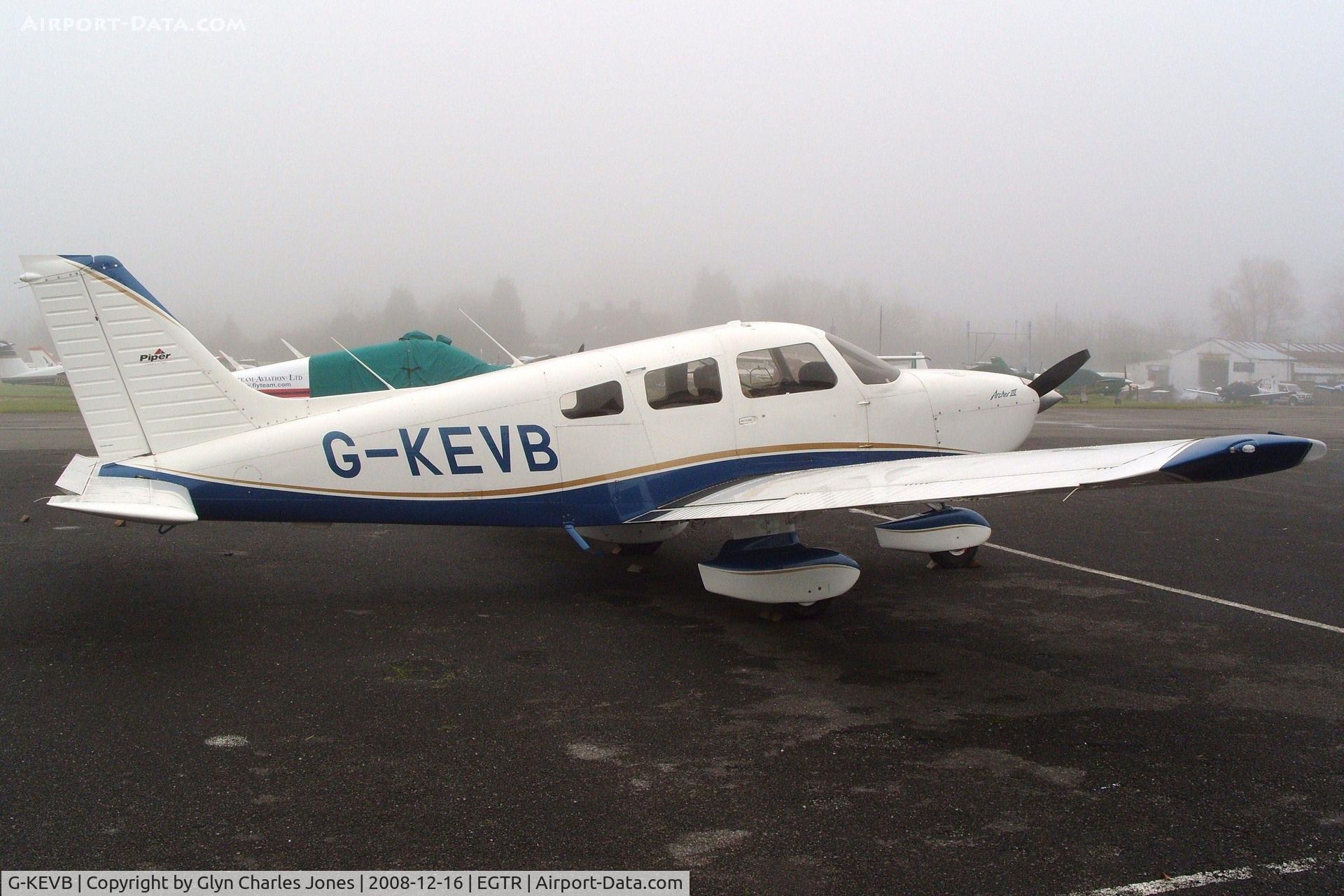 G-KEVB, 1997 Piper PA-28-181 Cherokee Archer III C/N 2843098, Taken on a quiet cold and foggy day. With thanks to Elstree control tower who granted me authority to take photographs on the aerodrome. Previously N9289E. Owned by Palmair Ltd.