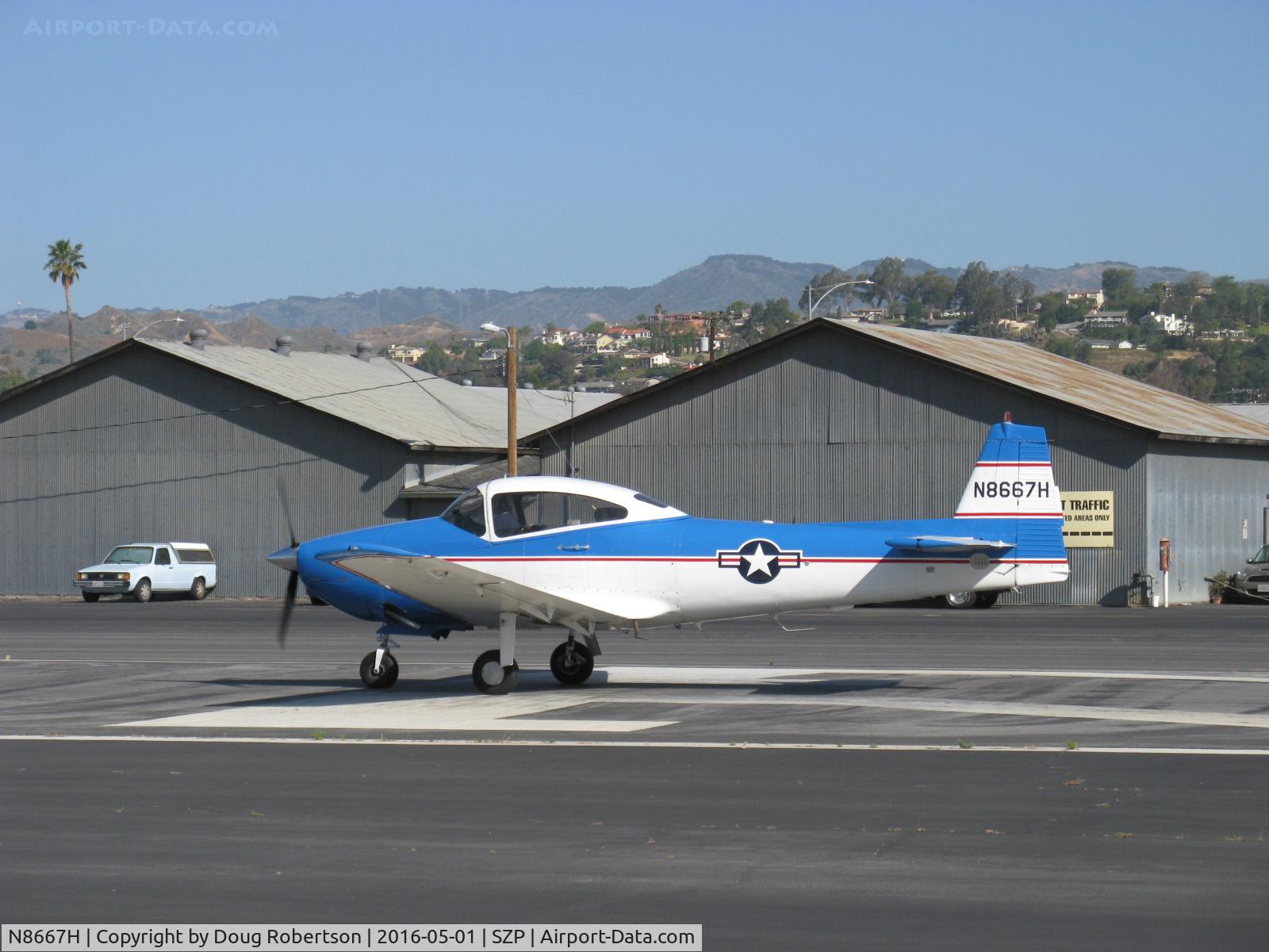 N8667H, 1947 North American Navion C/N NAV-4-667, 1947 North American NAVION, Continental IO-520 285 Hp upgrade, takeoff roll Rwy 22, morning test flight