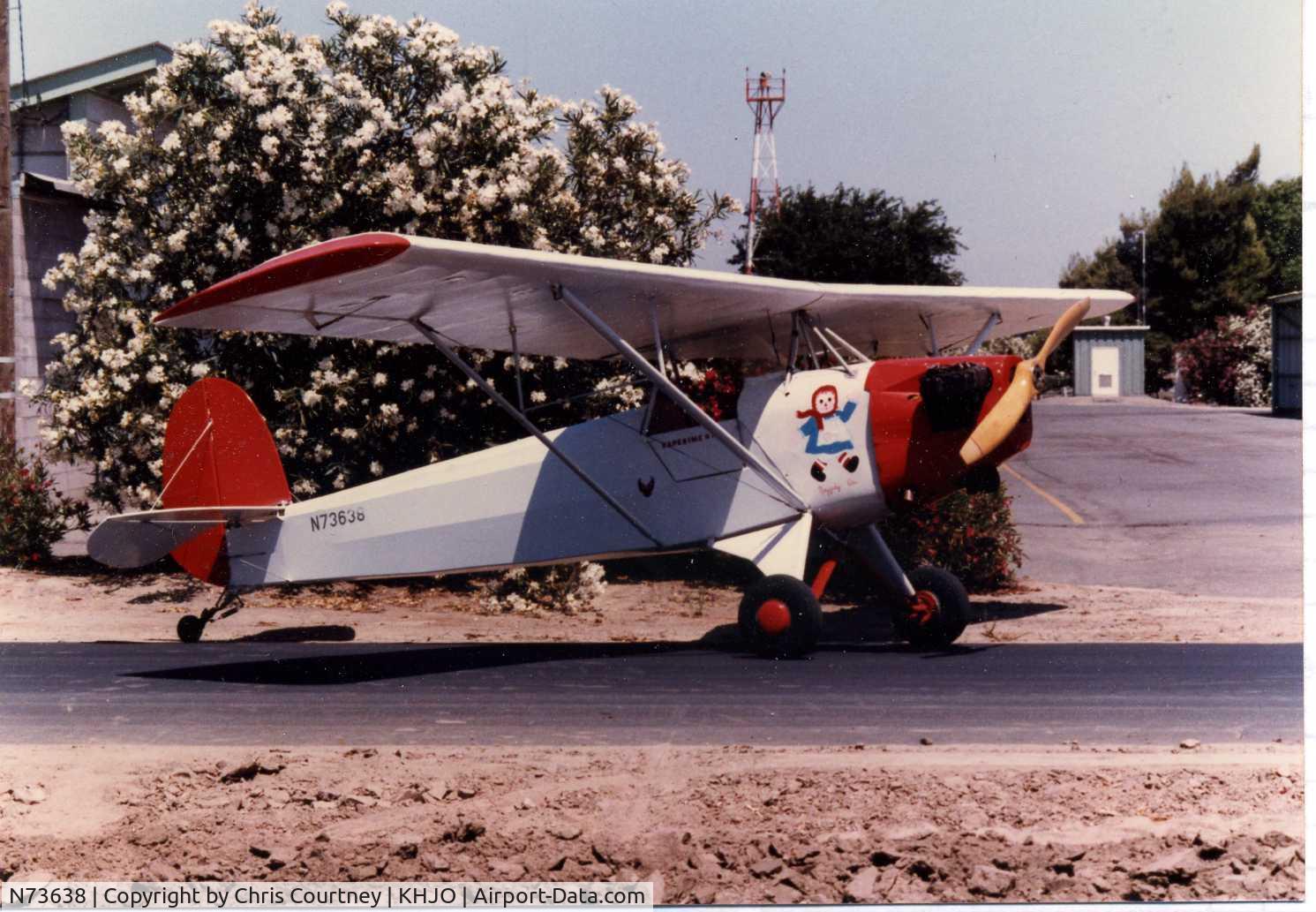 N73638, 1963 Corben Baby Ace Model A C/N 638, I recently came across this picture of N73638 that was taken in about 1985, in Hanford, California. It was owned by Chris Courtney, and was  known as the 