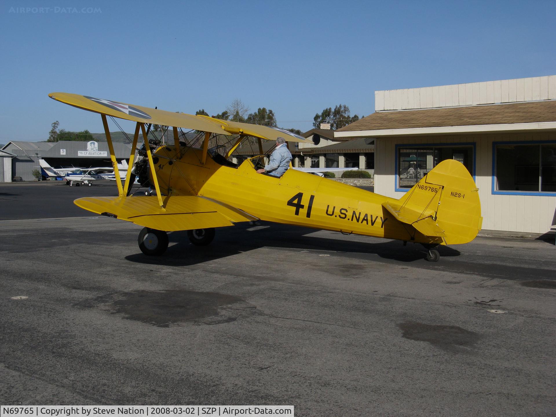 N69765, 1941 Boeing A75N1 (PT17) C/N 75-1044, Locally-based 1941 Boeing N2S-1 Stearman (c/n 75-1044) painted in yellow as Navy 41 @ Santa Paula Airport, CA