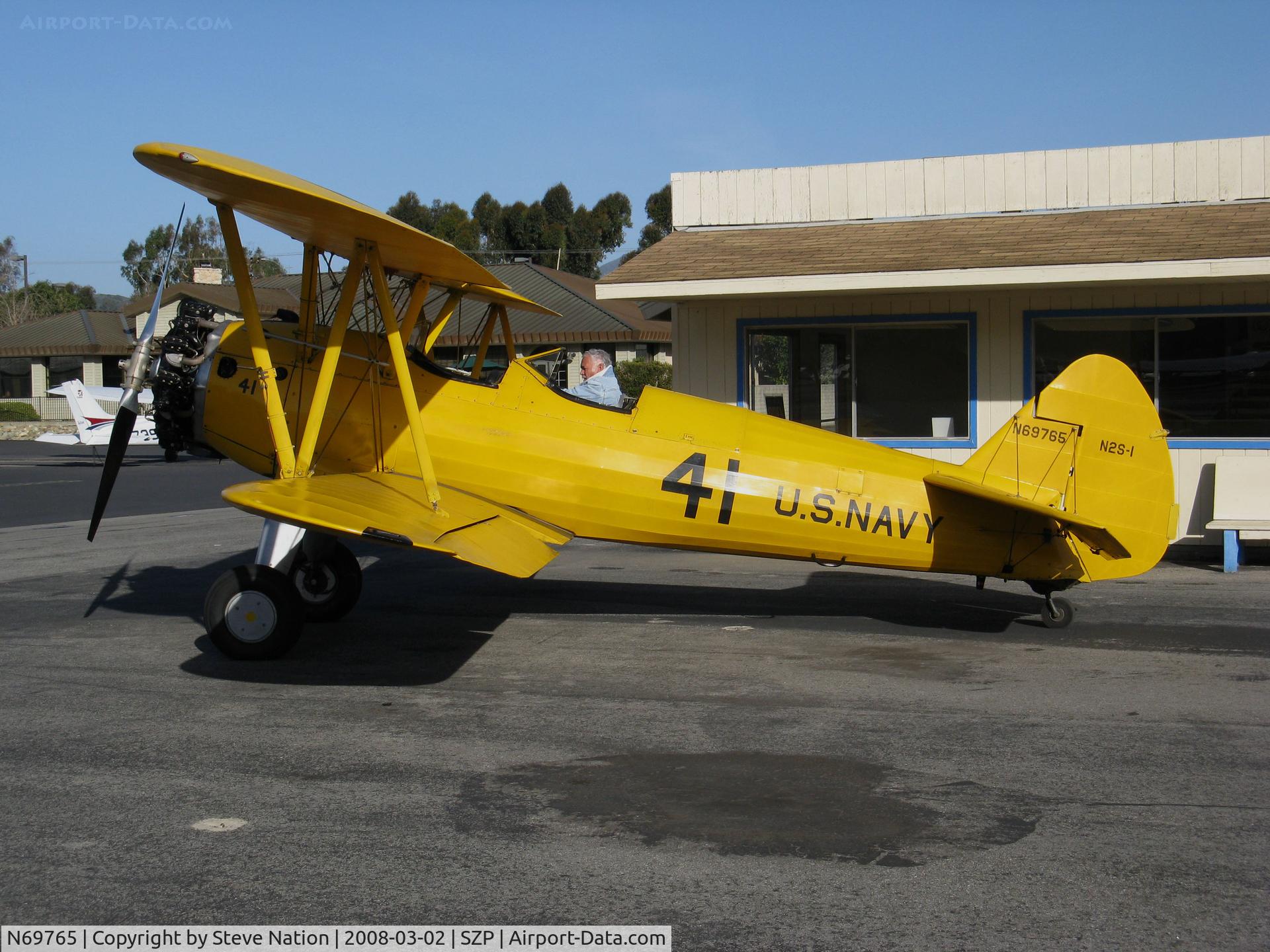 N69765, 1941 Boeing A75N1 (PT17) C/N 75-1044, Locally-based 1941 Boeing N2S-1 Stearman (c/n 75-1044) painted in yellow as Navy 41 @ Santa Paula Airport, CA