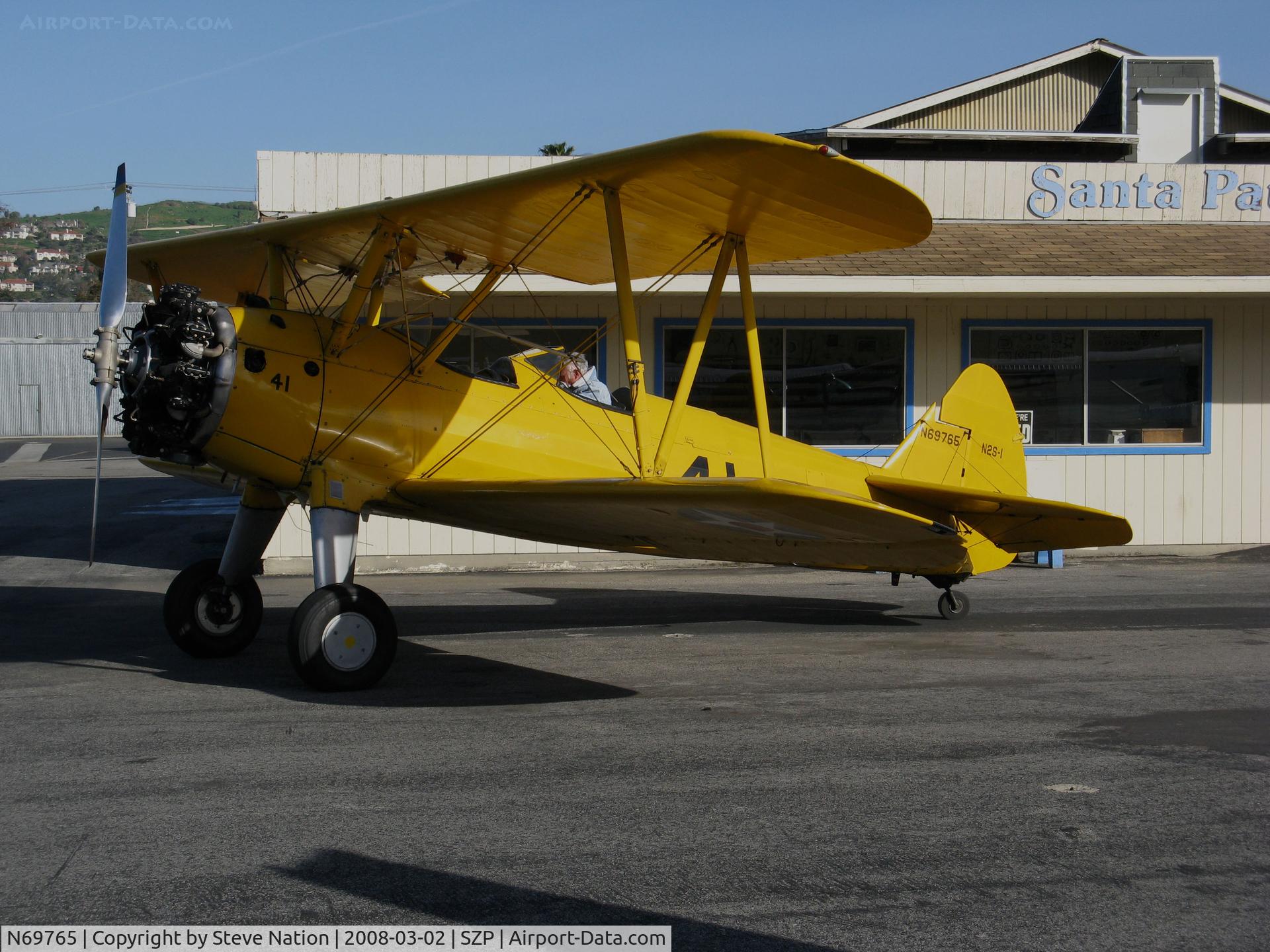 N69765, 1941 Boeing A75N1 (PT17) C/N 75-1044, Locally-based 1941 Boeing N2S-1 Stearman (c/n 75-1044) painted in yellow as Navy 41 @ Santa Paula Airport, CA