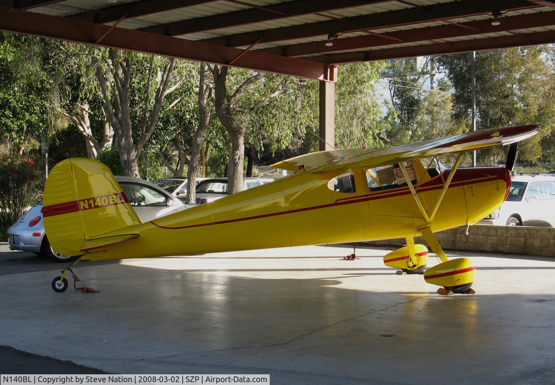 N140BL, 1946 Cessna 140 C/N 14565, Locally-based 1946 Cessna 140 basking in its hangar @ Santa Paula Airport, CA