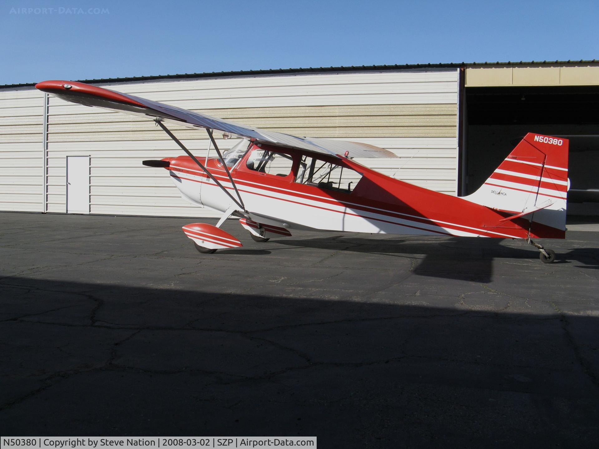 N50380, 1979 Bellanca 7ECA Citabria Citabria C/N 1291-79, Locally-based 1979 Bellanca 7ECA photographed from ramp level @ Santa Paula Airport, CA