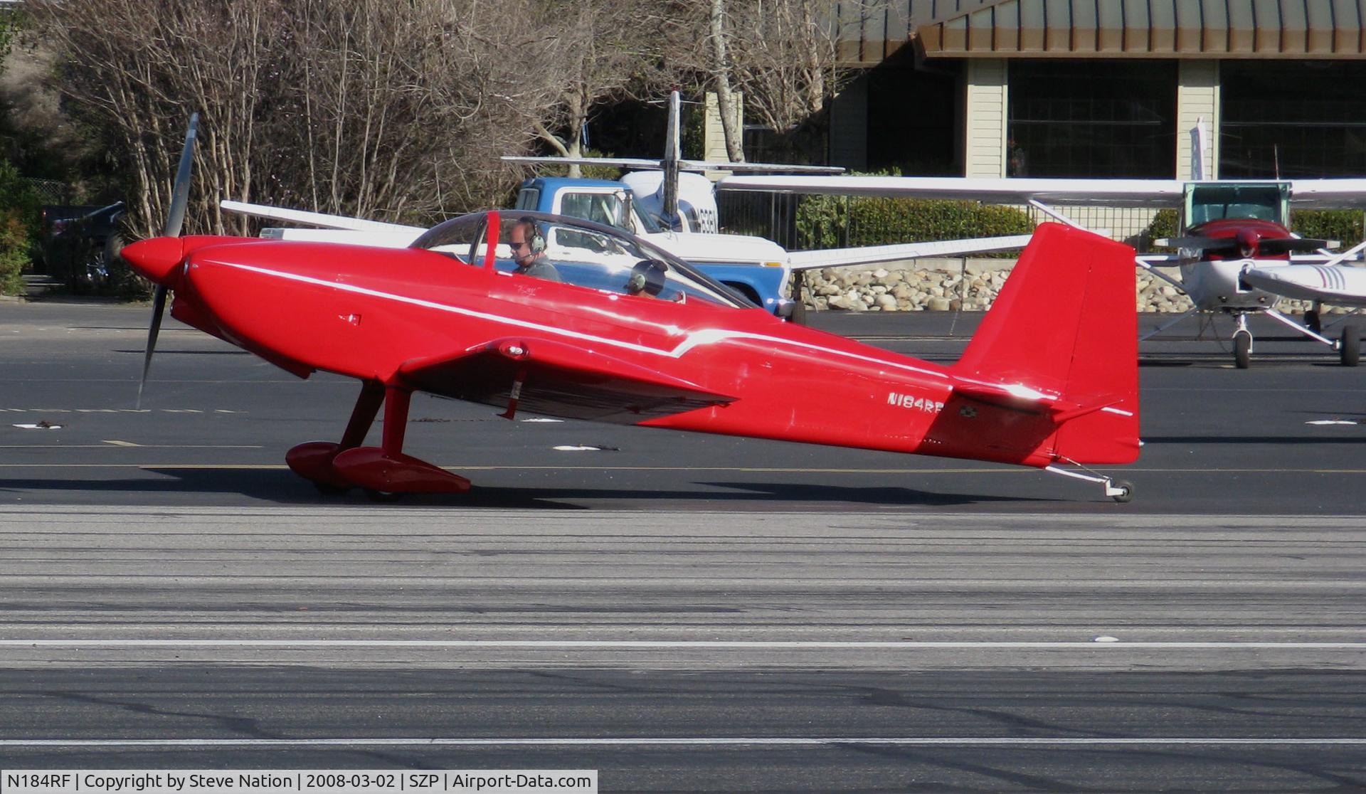 N184RF, 2003 Vans RV-8 C/N 80122, Locally-based fire-engine red 2003 VANS RV-8 homebuilt taxis for take-off @ Santa Paula Airport, CA