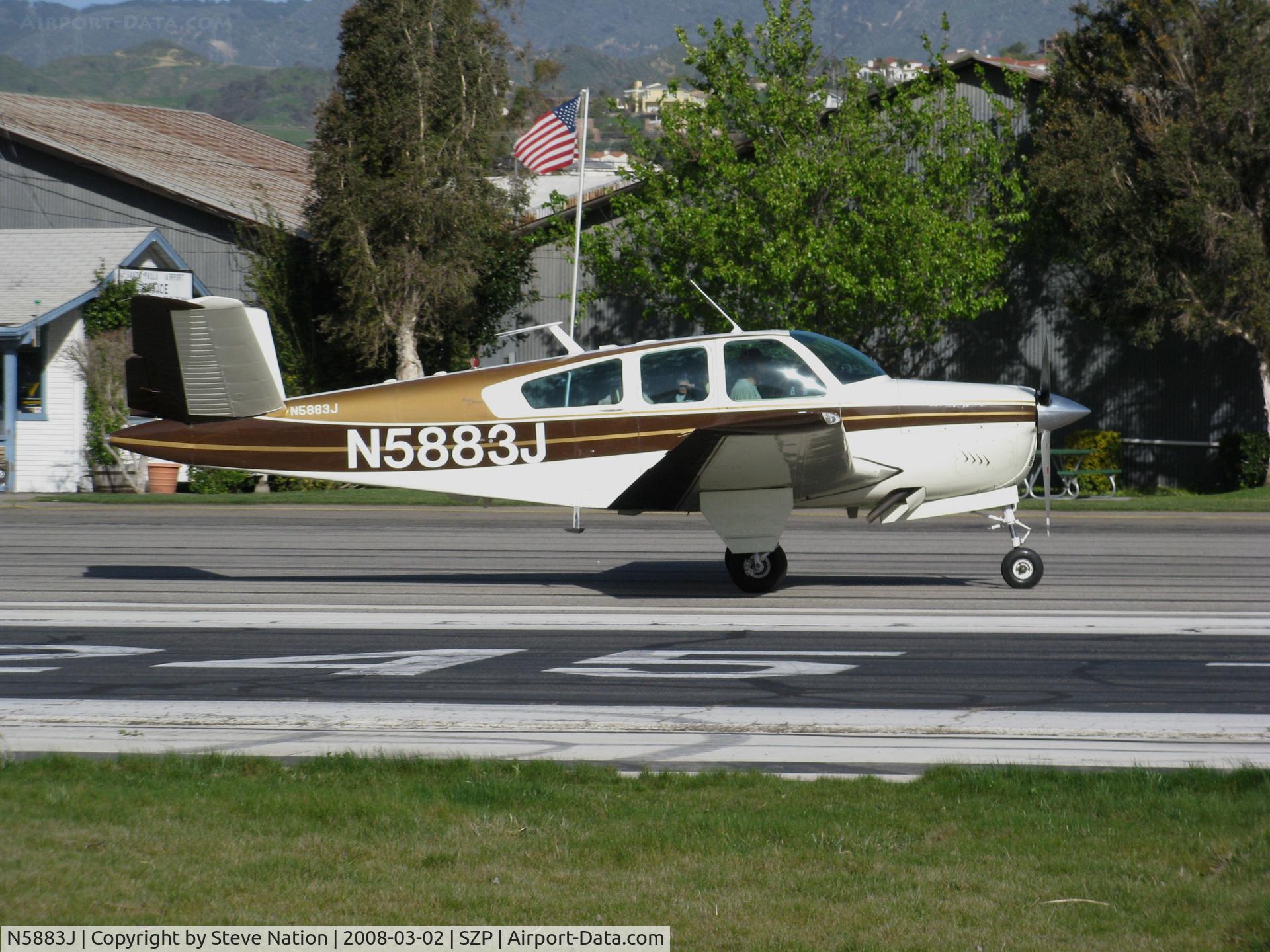 N5883J, 1965 Beech S35 Bonanza C/N D-7874, 1965 Beech S35 Bonanza arriving @ Santa Paula Airport, CA