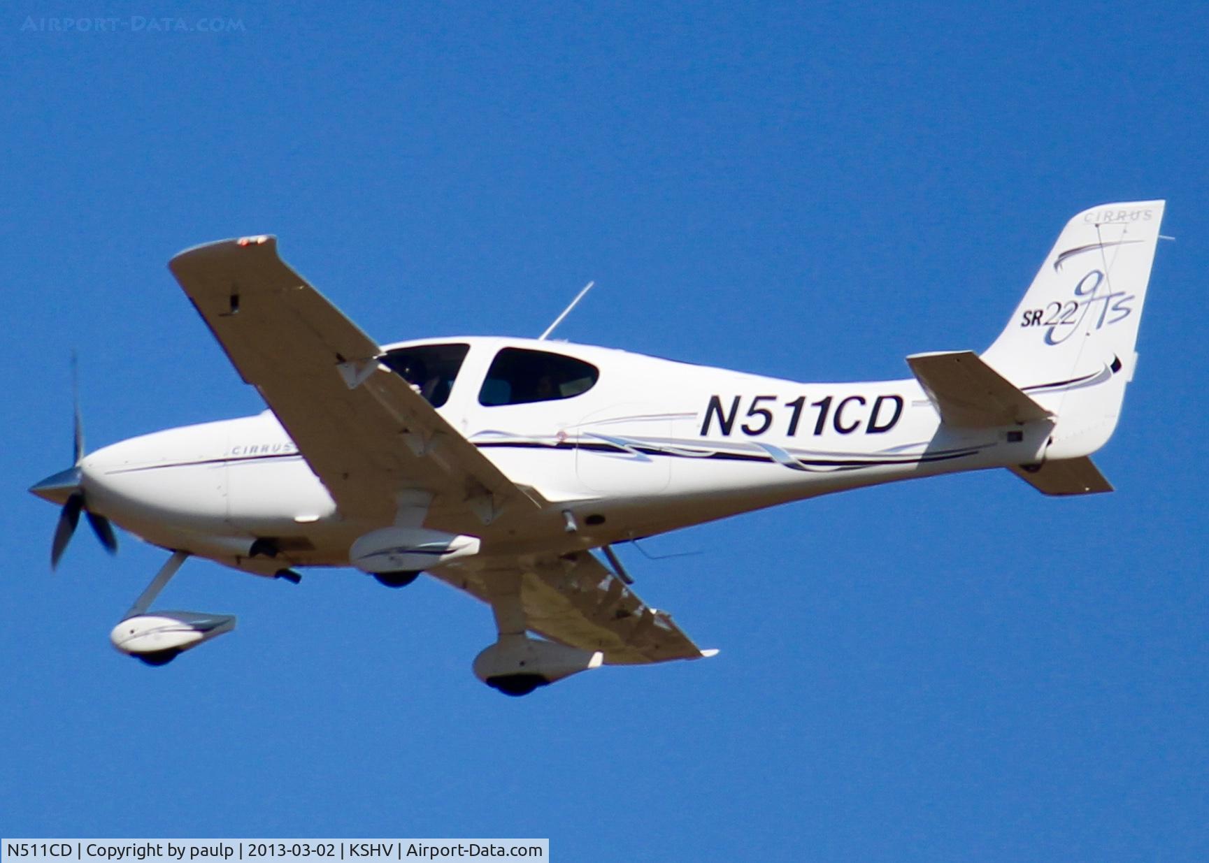 N511CD, 2005 Cirrus SR22 GTS C/N 1602, Landing at Shreveport Regional.