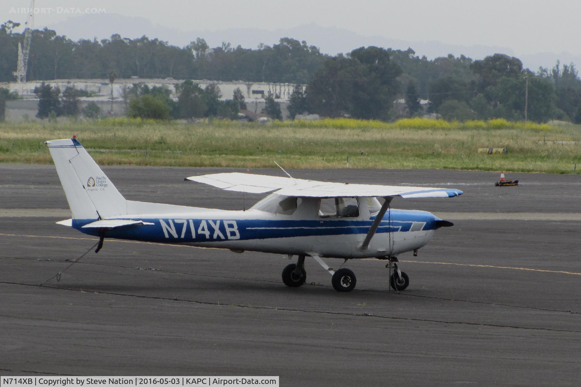 N714XB, 1977 Cessna 152 C/N 15279504, Pacific Union College (Angwin, CA) 1977 Cessna 152 trainer waiting for overcast to lift @ Napa County Airport, CA