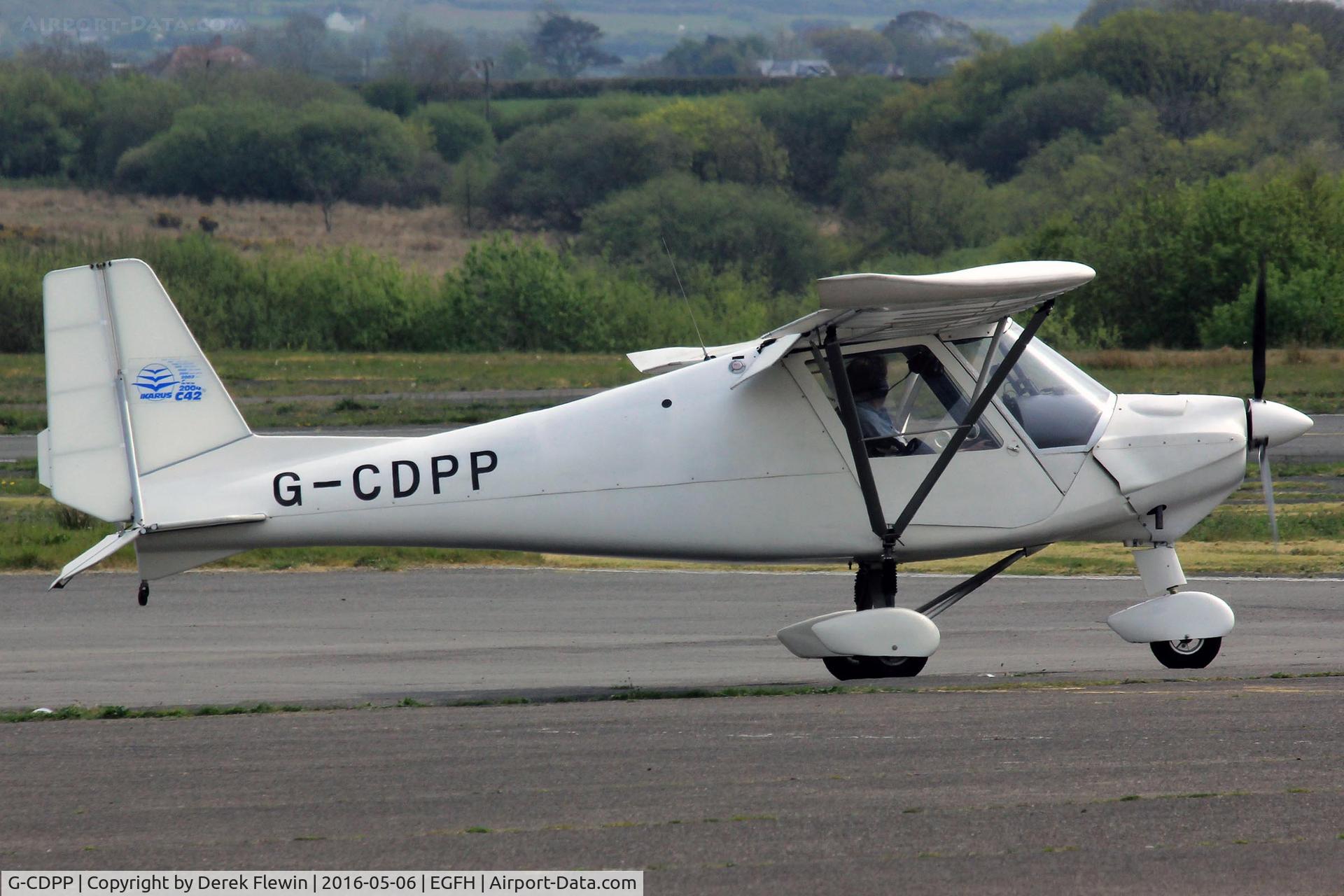 G-CDPP, 2005 Comco Ikarus C42 FB100 VLA C/N PFA 322-14423, Visiting Ikarus, Maesybont-Coetir Bach Farm LLanelli based, seen taxxing out.