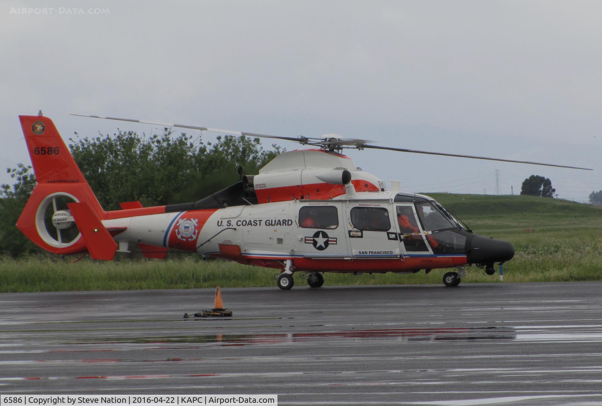 6586, Aerospatiale MH-65D Dolphin C/N 6285, USCG Aerospatiale HH-65C from CGAS San Francisco, CA taxiing out to resume mission @ Napa County Airport, CA