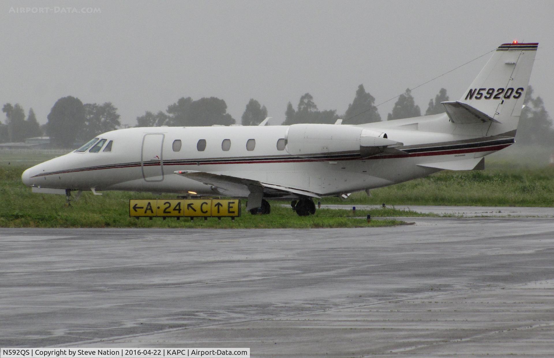 N592QS, 2007 Cessna 560XL Citation XLS C/N 560-5706, NetJets 2007 Cessna 560XL Citation Excel taxis for take-off @ Napa County Airport, CA - the grass was mowed the following week!
