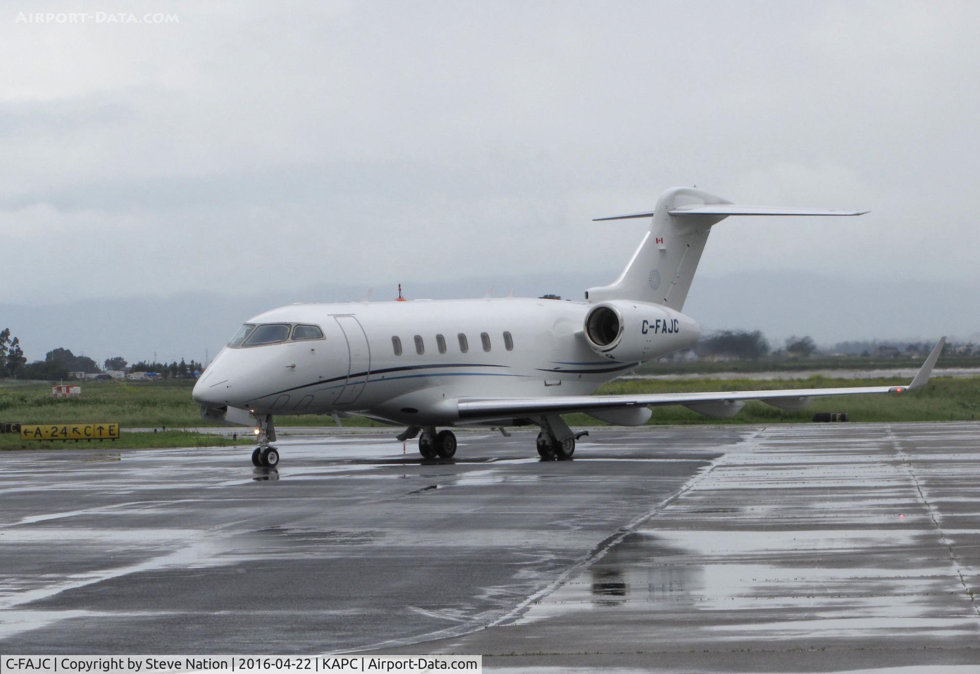 C-FAJC, 2013 Bombardier Challenger 300 (BD-100-1A10) C/N 20384, Morningstar Partners Ltd 2013 Bombardier Challenger 300 (BD-100-1A10) arriving on a rainy morning @ Napa County Airport, CA