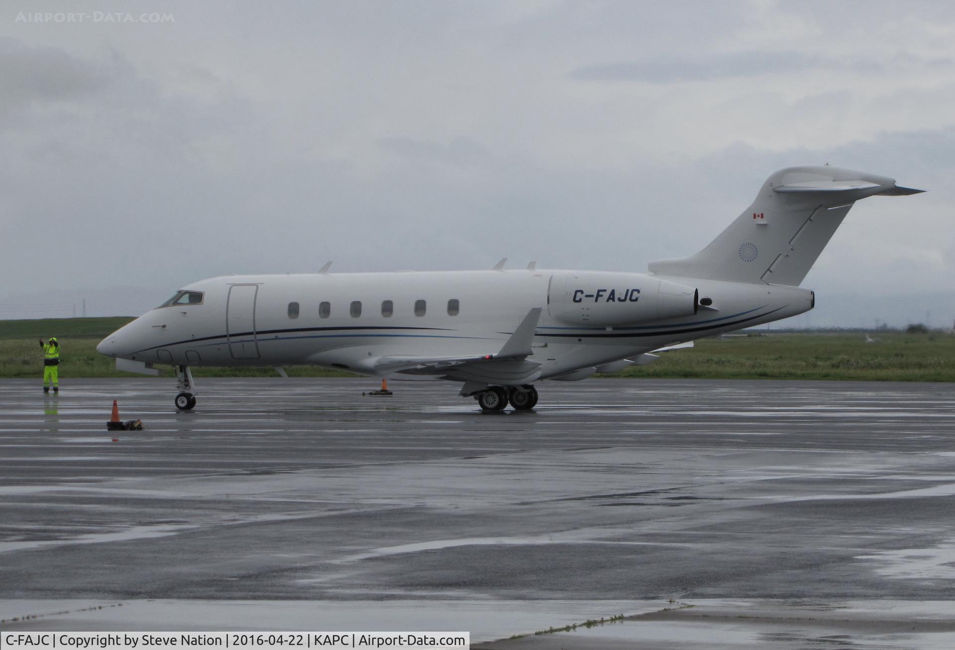 C-FAJC, 2013 Bombardier Challenger 300 (BD-100-1A10) C/N 20384, Morningstar Partners Ltd 2013 Bombardier Challenger 300 (BD-100-1A10) arriving on a rainy morning @ Napa County Airport, CA