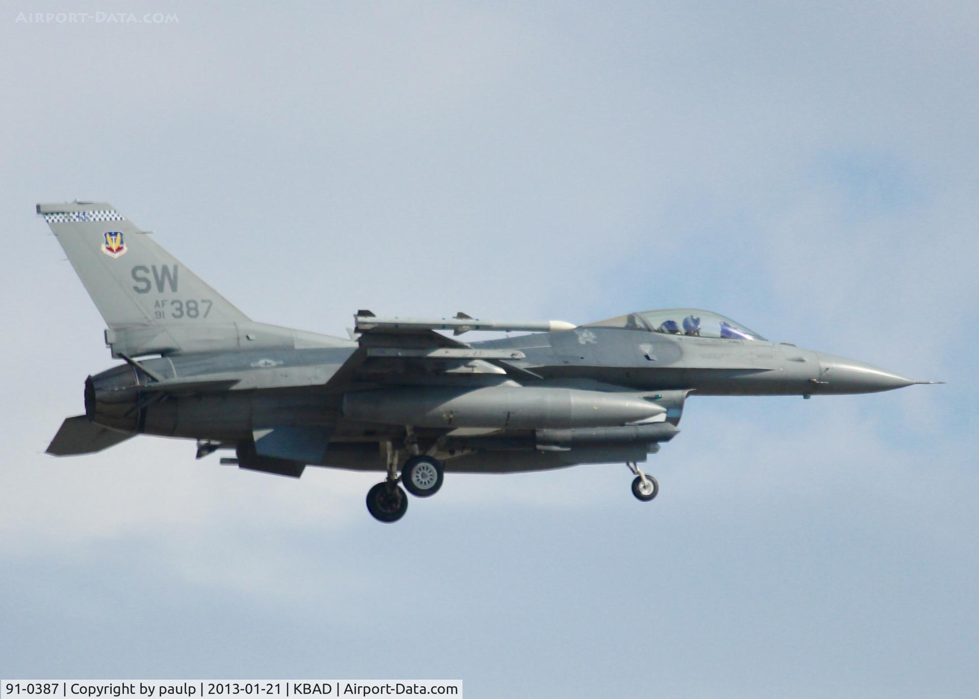 91-0387, 1991 General Dynamics F-16CM Fighting Falcon C/N CC-85, At Barksdale Air Force Base.
