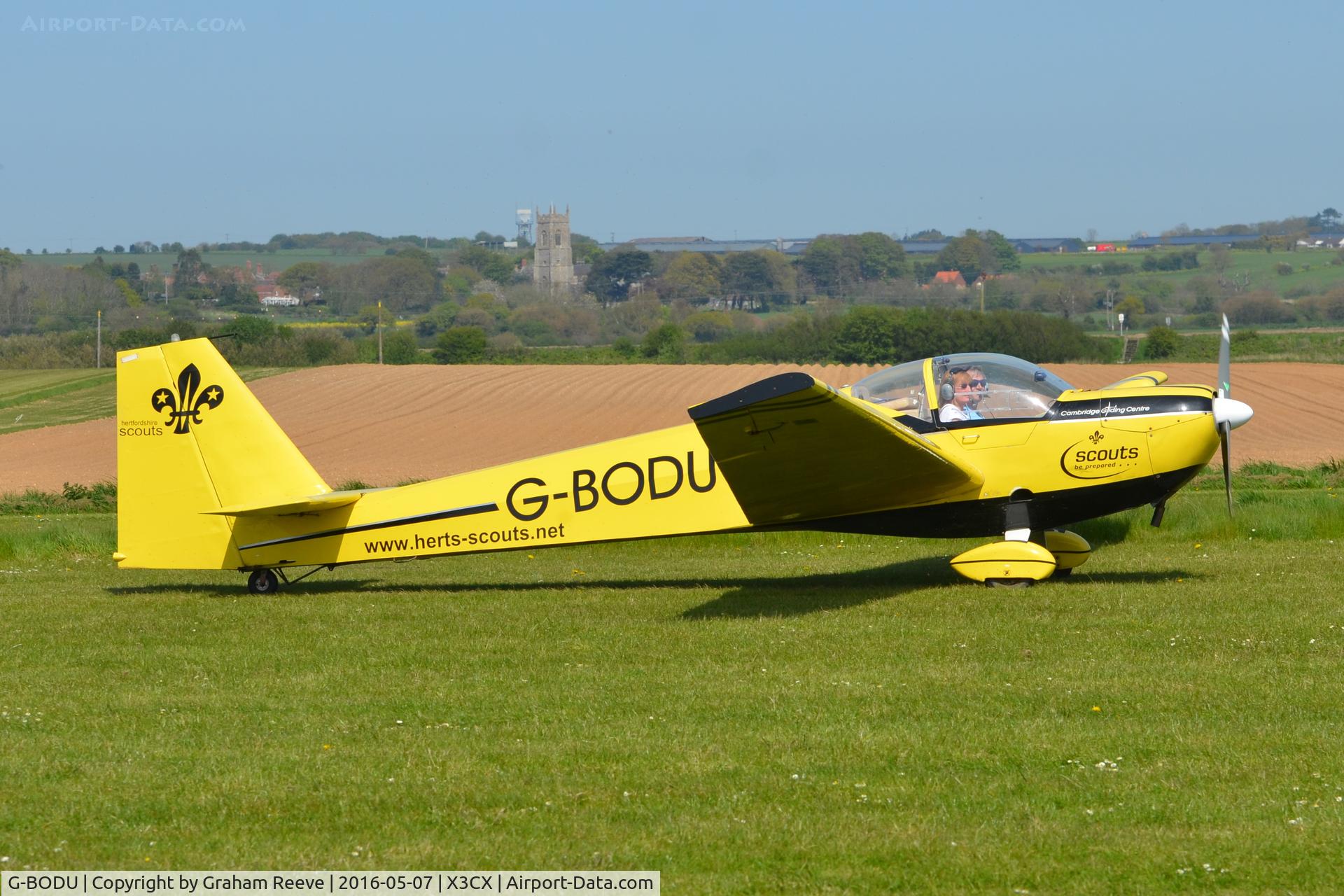 G-BODU, 1988 Scheibe SF-25C Falke C/N 44434, Just landed at Northrepps.