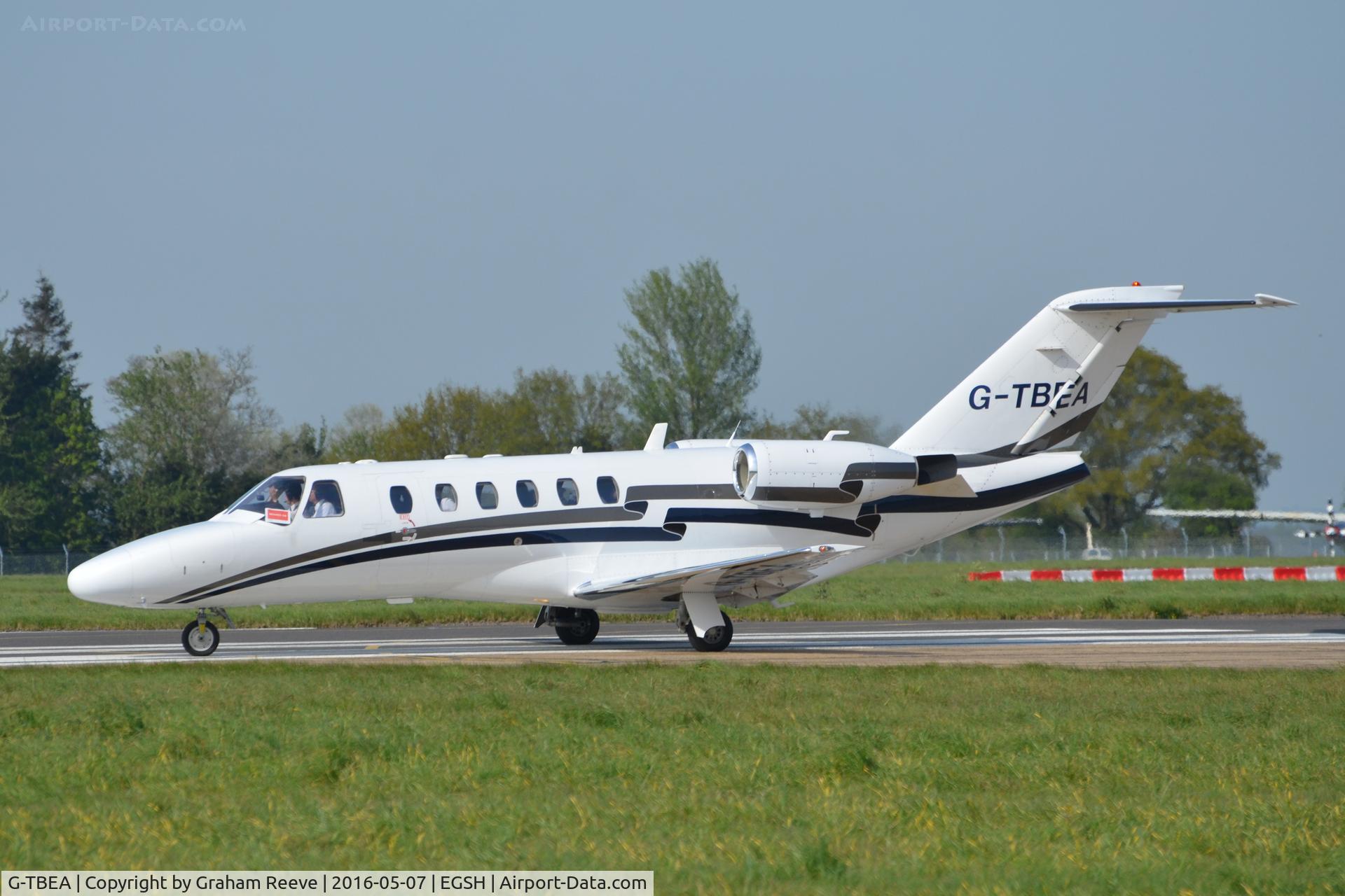 G-TBEA, 2003 Cessna 525A CitationJet CJ2 C/N 525A-0191, About to depart from Norwich.