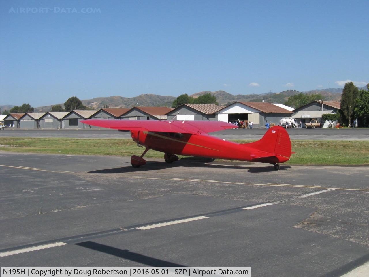 N195H, 1948 Cessna 195 Businessliner C/N 7200, 1948 Cessna 195 BUSINESSLINER, Jacobs R-755-A2 300 Hp radial, taxi to overflow parking
