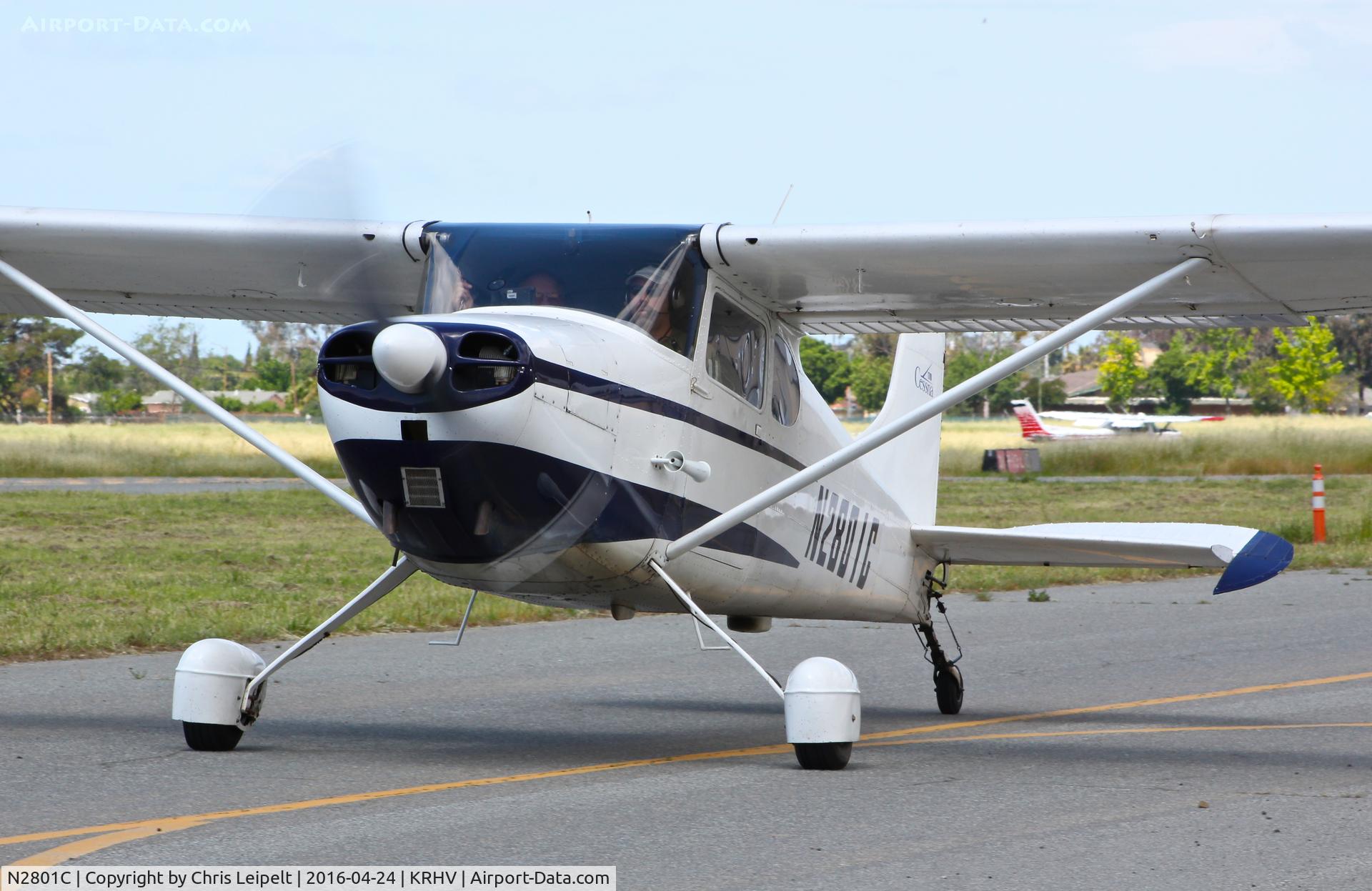 N2801C, 1954 Cessna 170 C/N 26344, Locally-based classic 1954 Cessna 170 taxing out for departure at Reid Hillview Airport, San Jose, CA.
