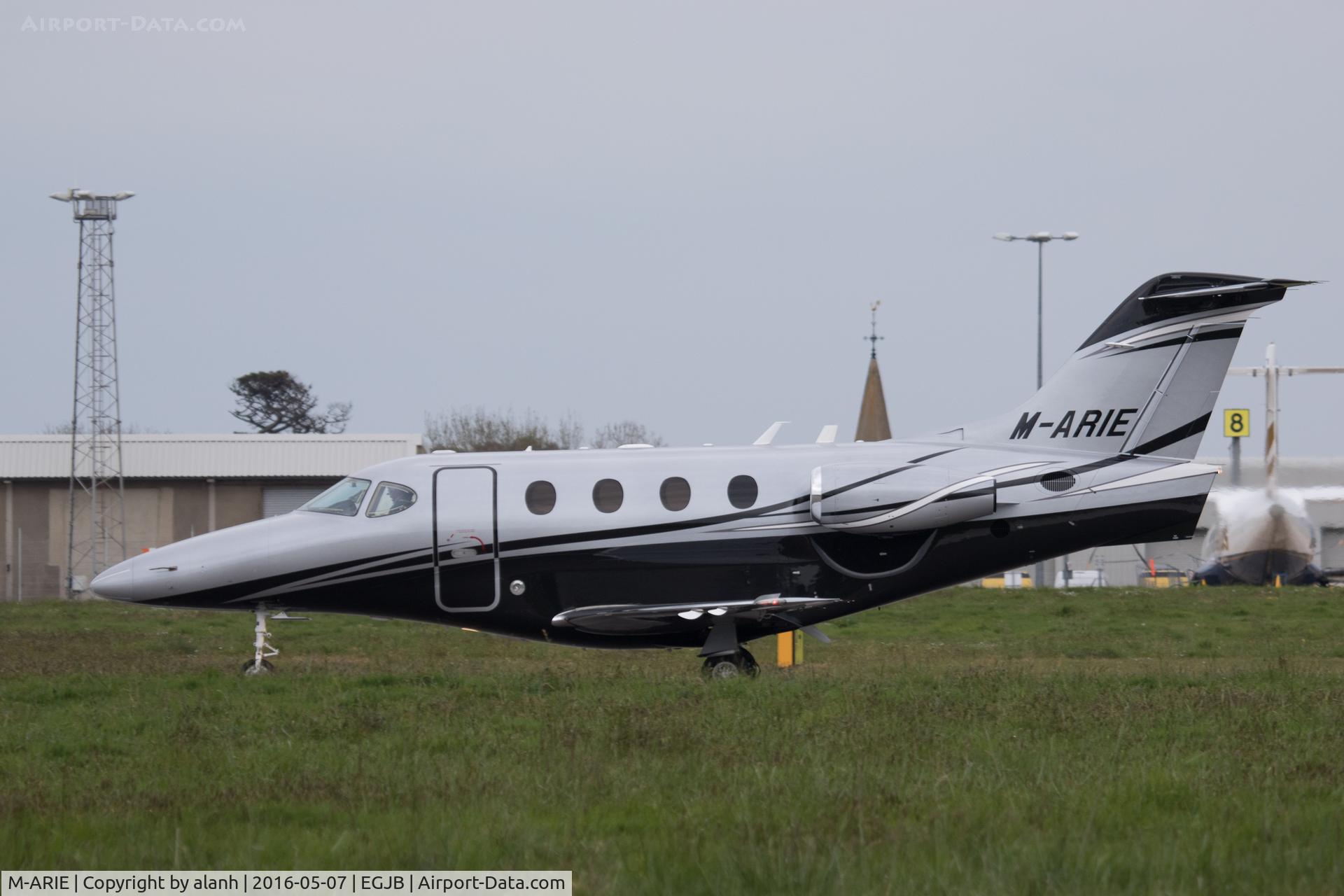 M-ARIE, 2007 Hawker Beechcraft 390 Premier 1A C/N RB-201, Rolling out after landing at Guernsey