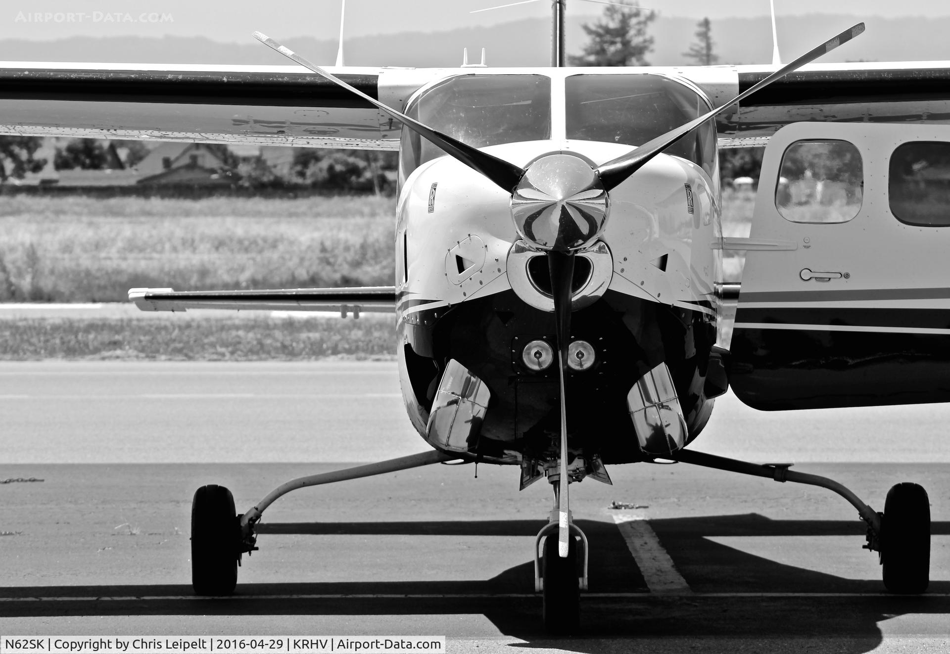 N62SK, 1978 Cessna P210N Pressurised Centurion C/N P21000096, Santa Rosa, CA-based 1978 Cessna 210N (with Rolls-Royce turbine) parked on the transient ramp at Reid Hillview Airport, San Jose, CA. Very rare to see any of these Cessna 210 Turboprops.