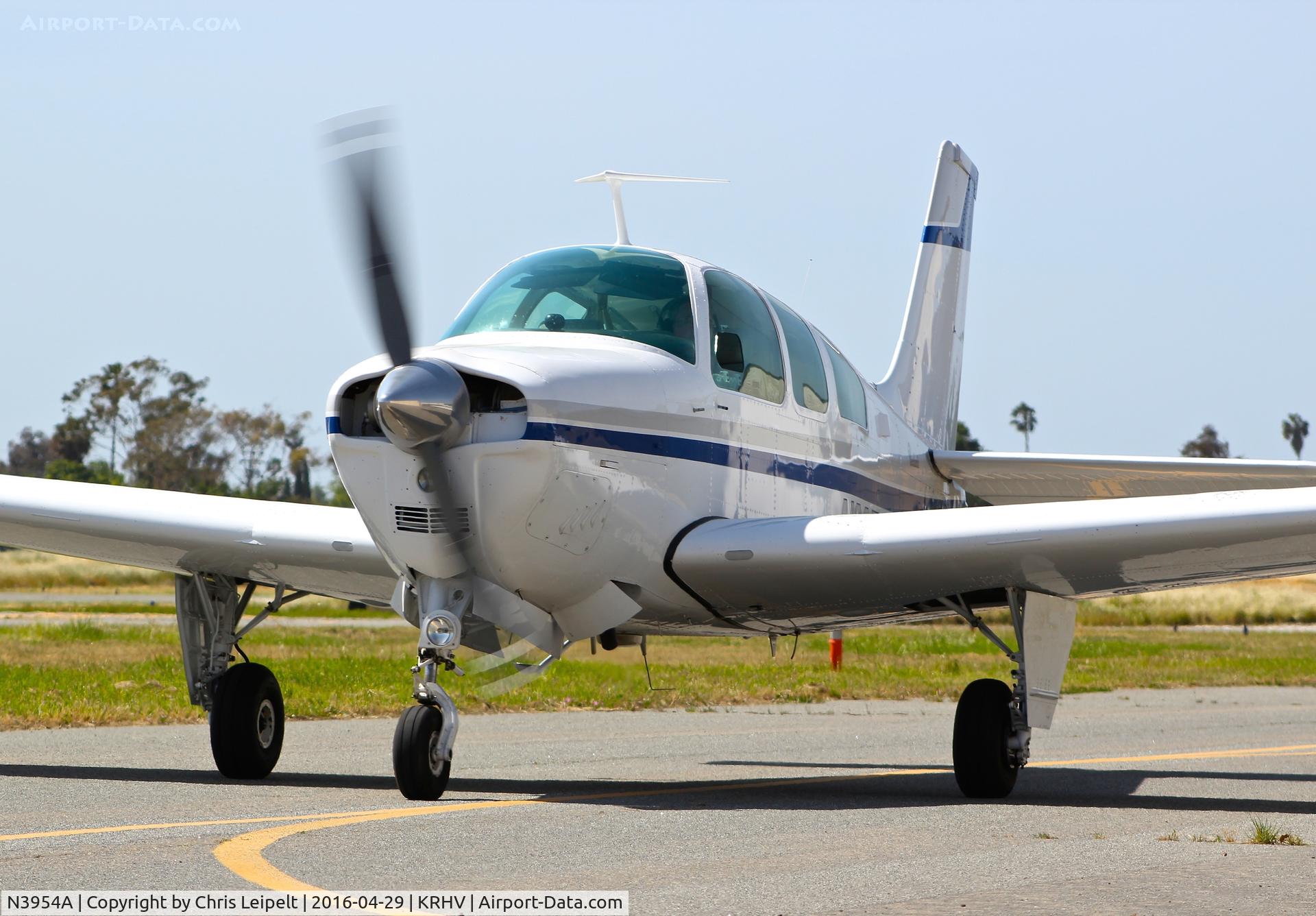 N3954A, 1970 Beech F33A Bonanza C/N CE-308, Locally-based 1970 Beechcraft F33A Bonanza taxing out for departure at Reid Hillview Airport, San Jose, CA.
