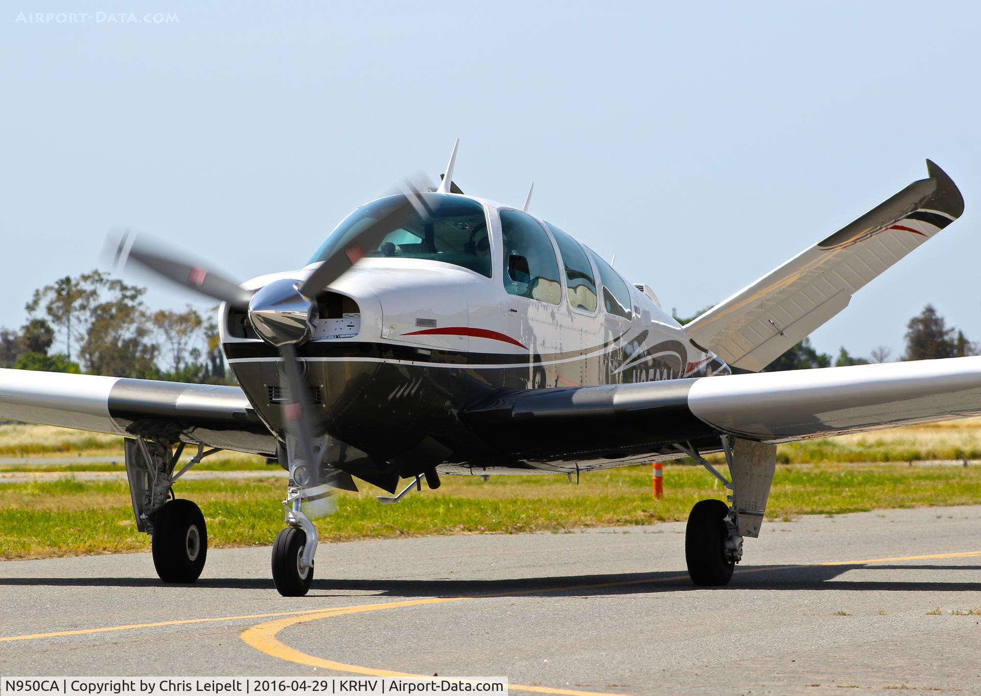 N950CA, 1974 Beech V35B Bonanza C/N D-9667, Locally-based 1974 Beechcraft V35B Bonanza taxing in at Reid Hillview Airport, San Jose, CA.
