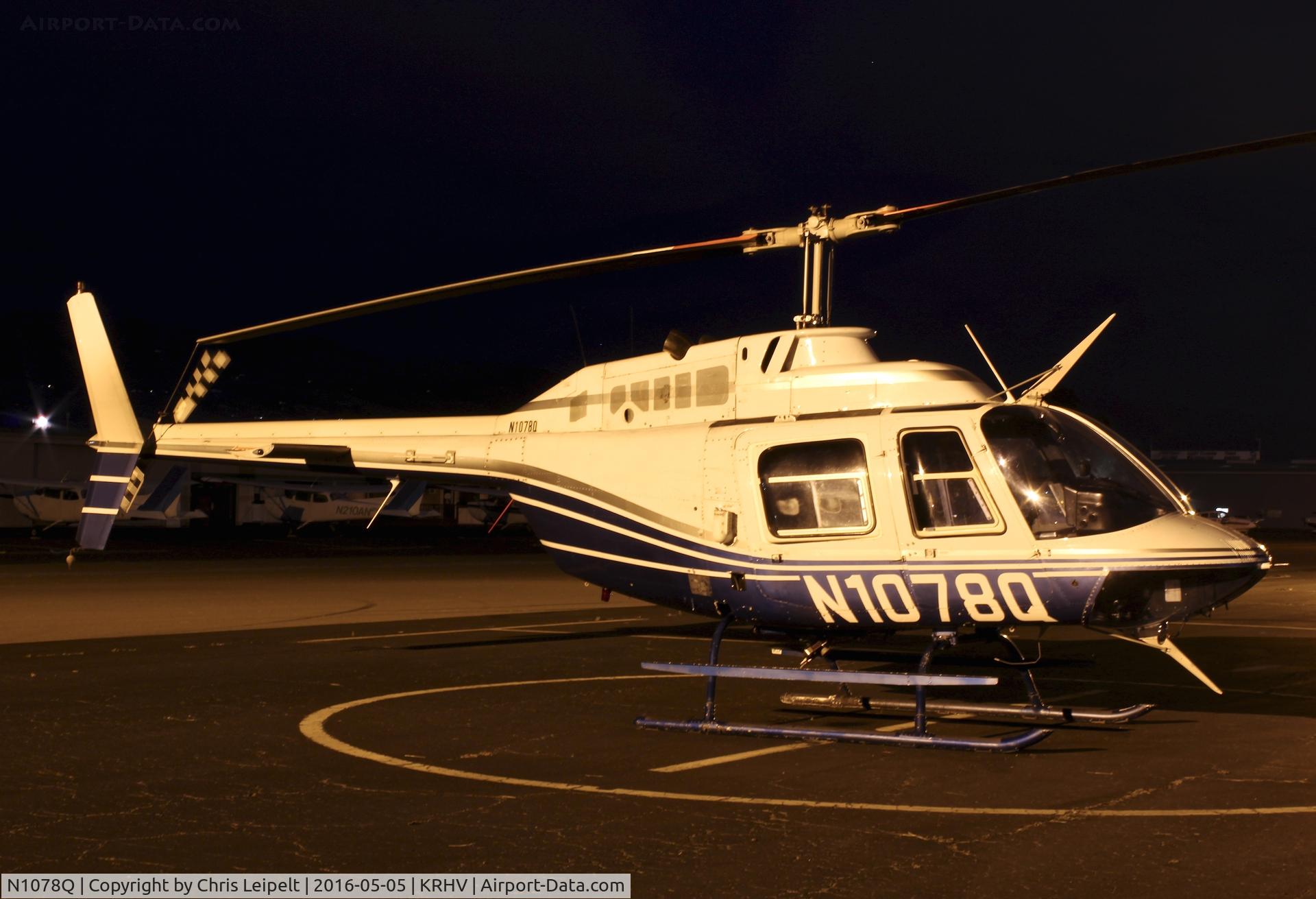 N1078Q, 1978 Bell 206B JetRanger III C/N 2425, Aris Leasing Inc (Sunnyvale, CA) 1978 Bell 206B parked on the Nice Air ramp at Reid Hillview Airport, San Jose, CA.