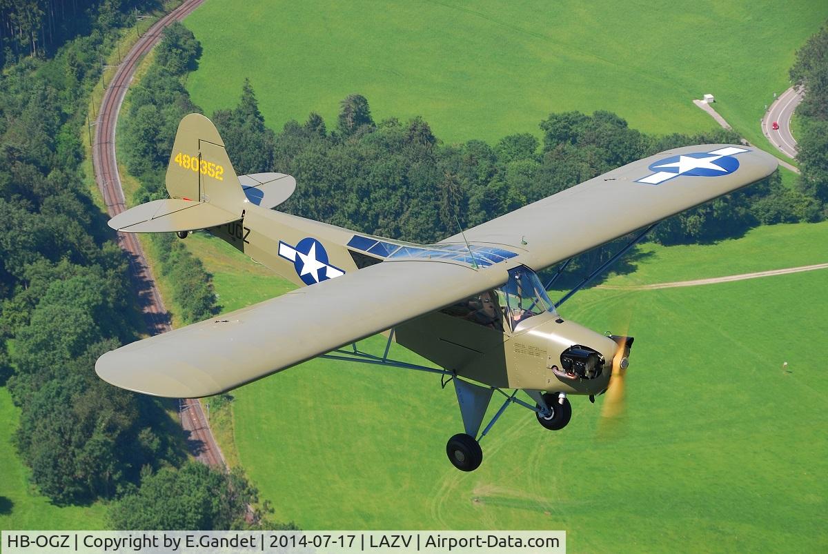 HB-OGZ, 1944 Piper L-4J Grasshopper (J3C-65D) C/N 12648, Air to air