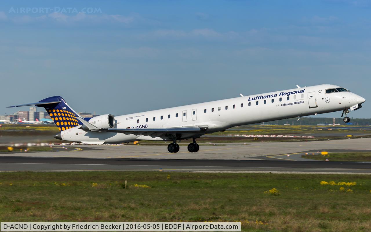 D-ACND, 2009 Bombardier CRJ-701 (CL-600-2C10) Regional Jet C/N 15238, departure via RW18W