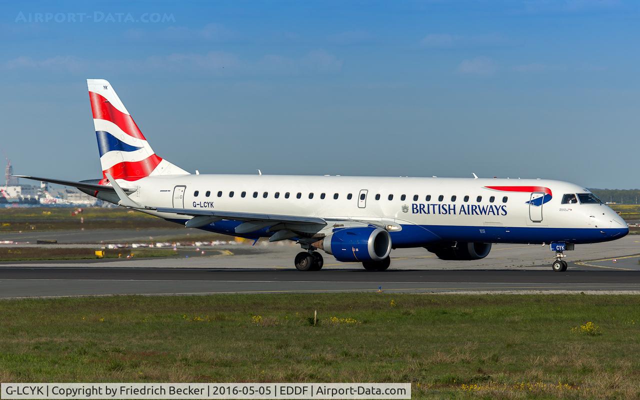 G-LCYK, 2010 Embraer 190SR (ERJ-190-100SR) C/N 19000343, line up for departure from RW18W
