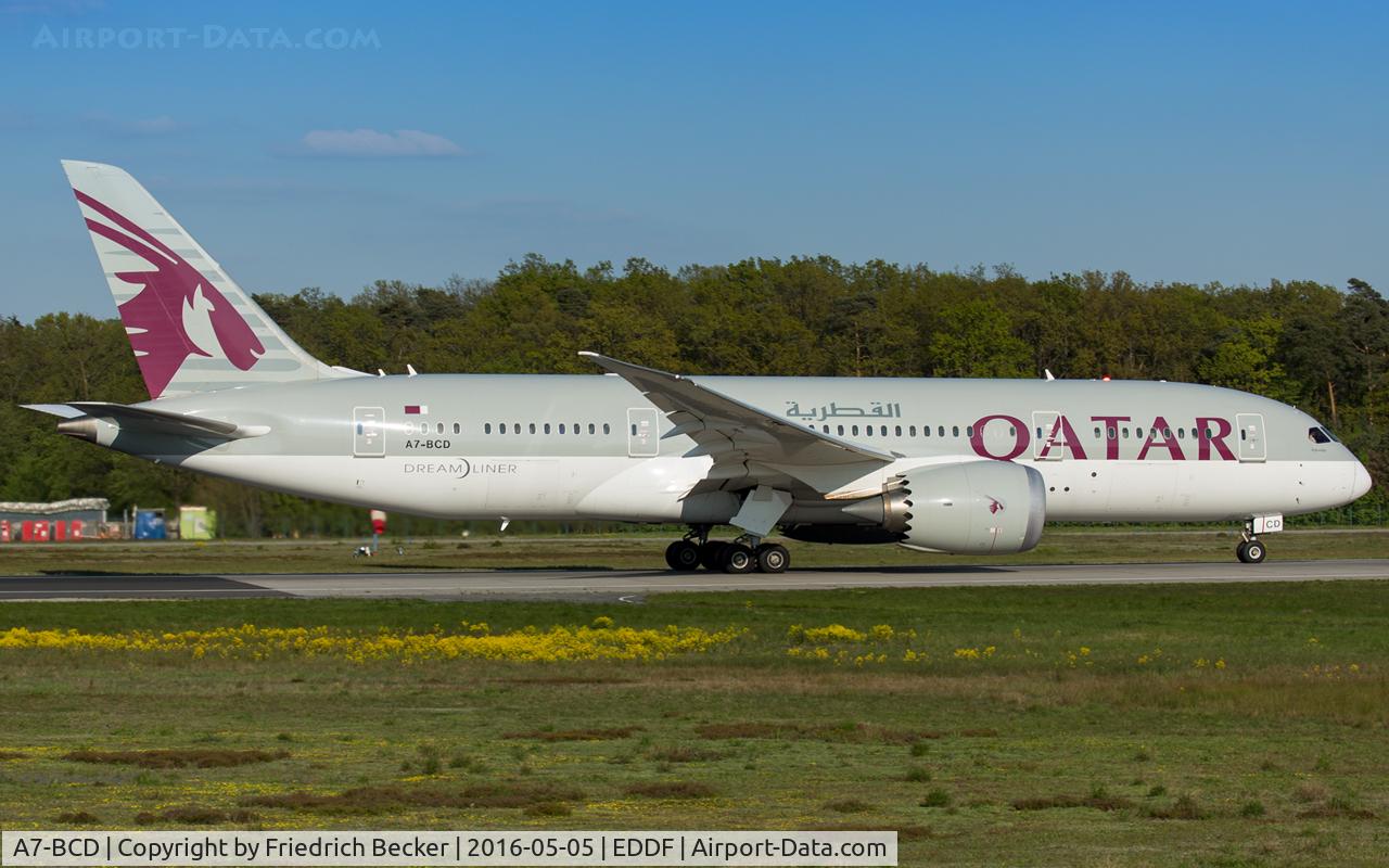 A7-BCD, 2013 Boeing 787-8 Dreamliner C/N 38322, departure via RW18W