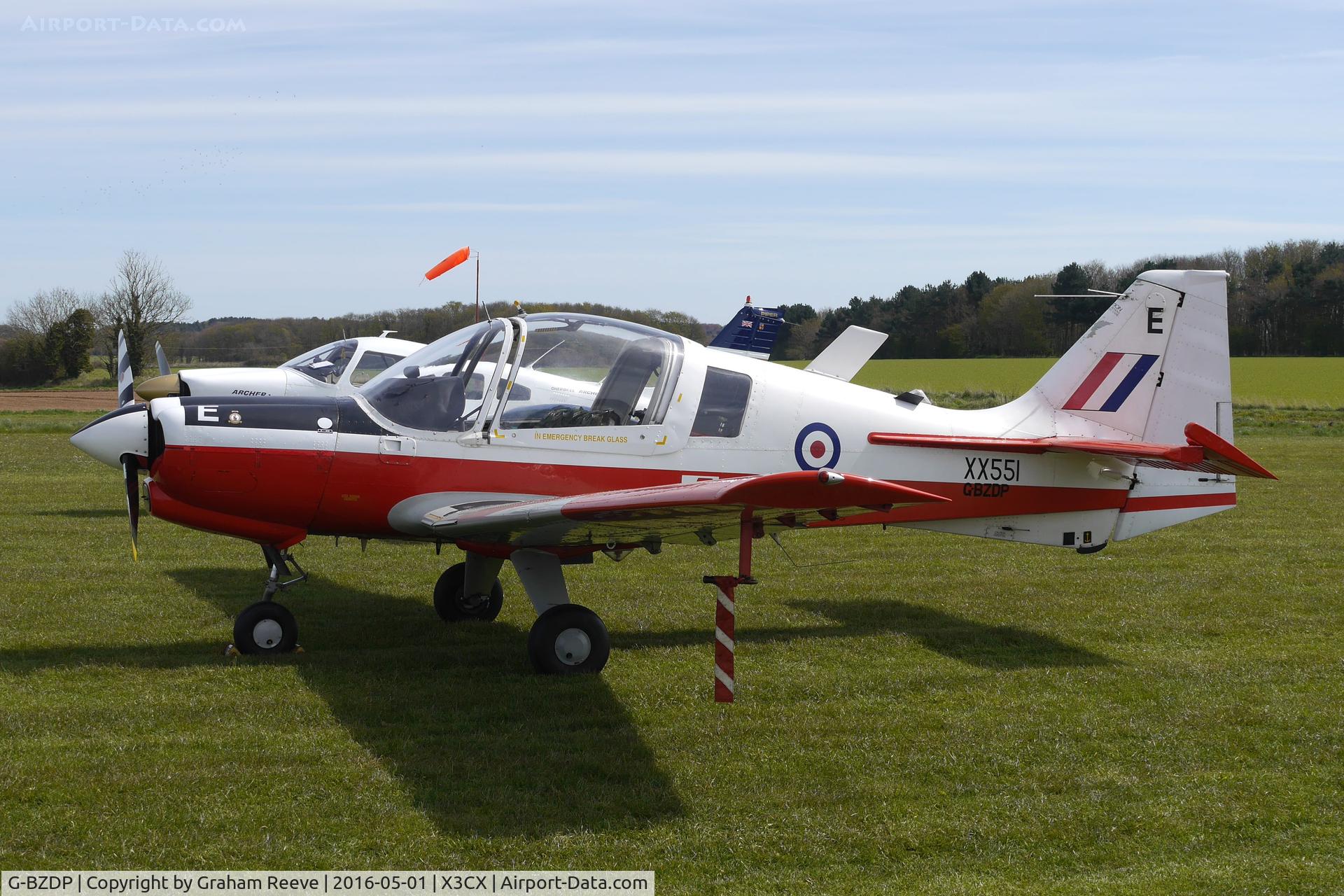 G-BZDP, 1974 Scottish Aviation Bulldog T.1 C/N BH120/244, Parked at Northrepps.