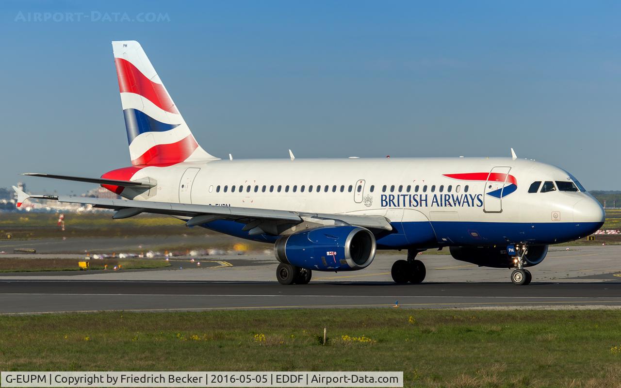 G-EUPM, 2000 Airbus A319-131 C/N 1258, line up for departure via RW18W