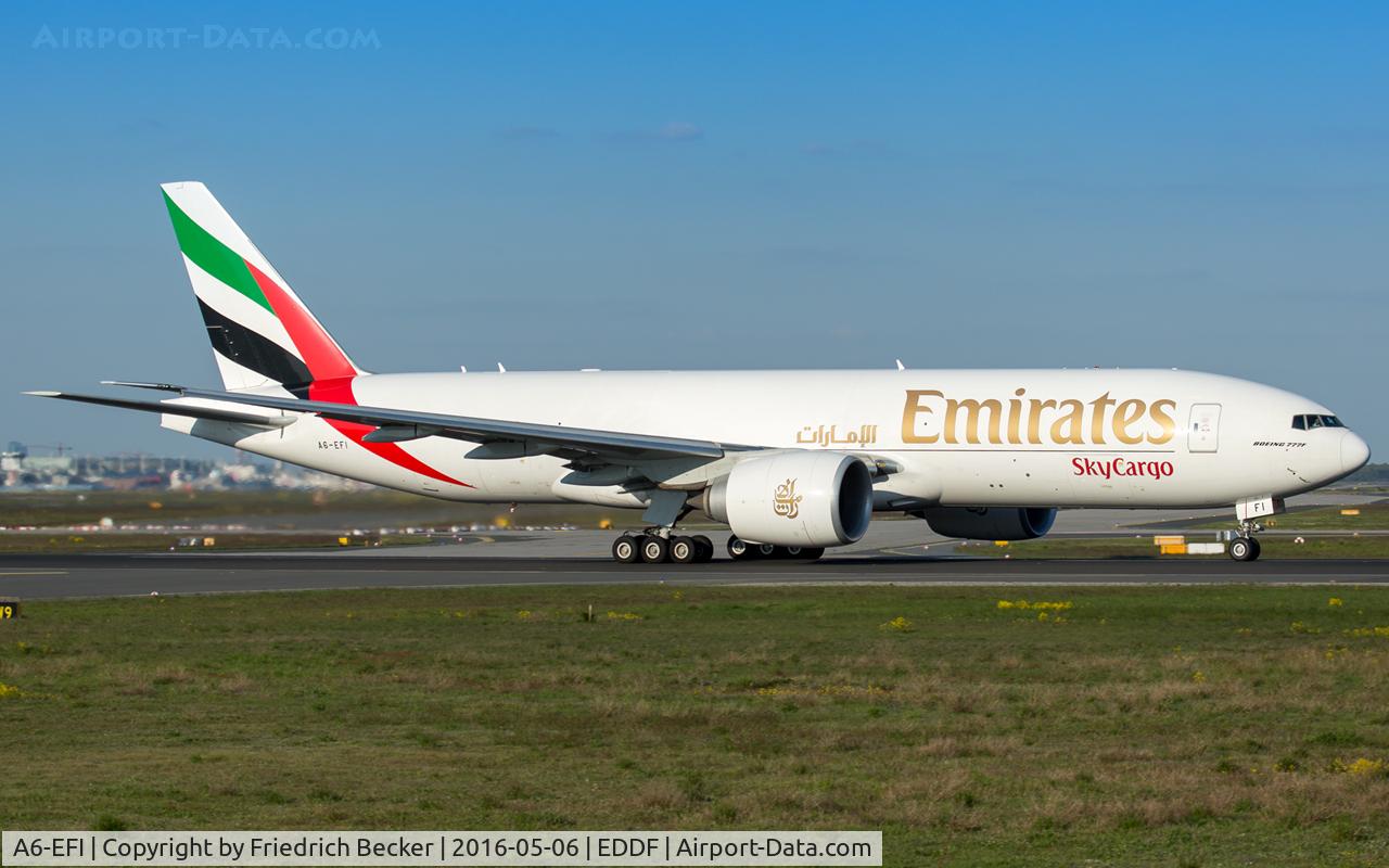 A6-EFI, 2012 Boeing 777-F1H C/N 35609, departure via RW18W
