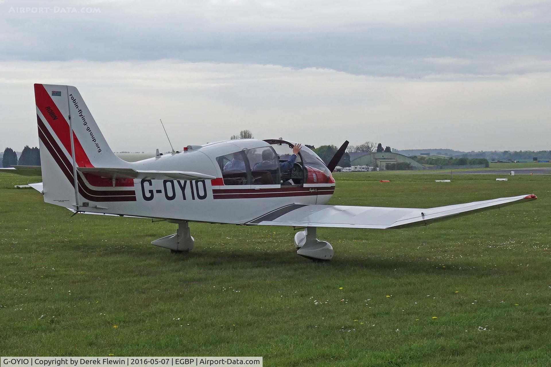 G-OYIO, 1991 Robin DR-400-120 Dauphin C/N 2038, Petit prince, Exeter based, previously OO-YIO, seen parking up.
