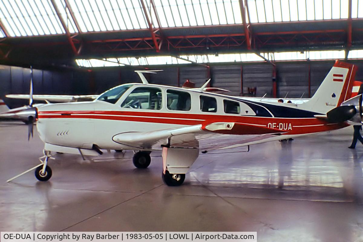 OE-DUA, 1977 Beech A36 Bonanza 36 C/N E-995, Beech A36 Bonanza 36 [E-995] Linz-Int'l~OE 05/05/1983. From a slide.