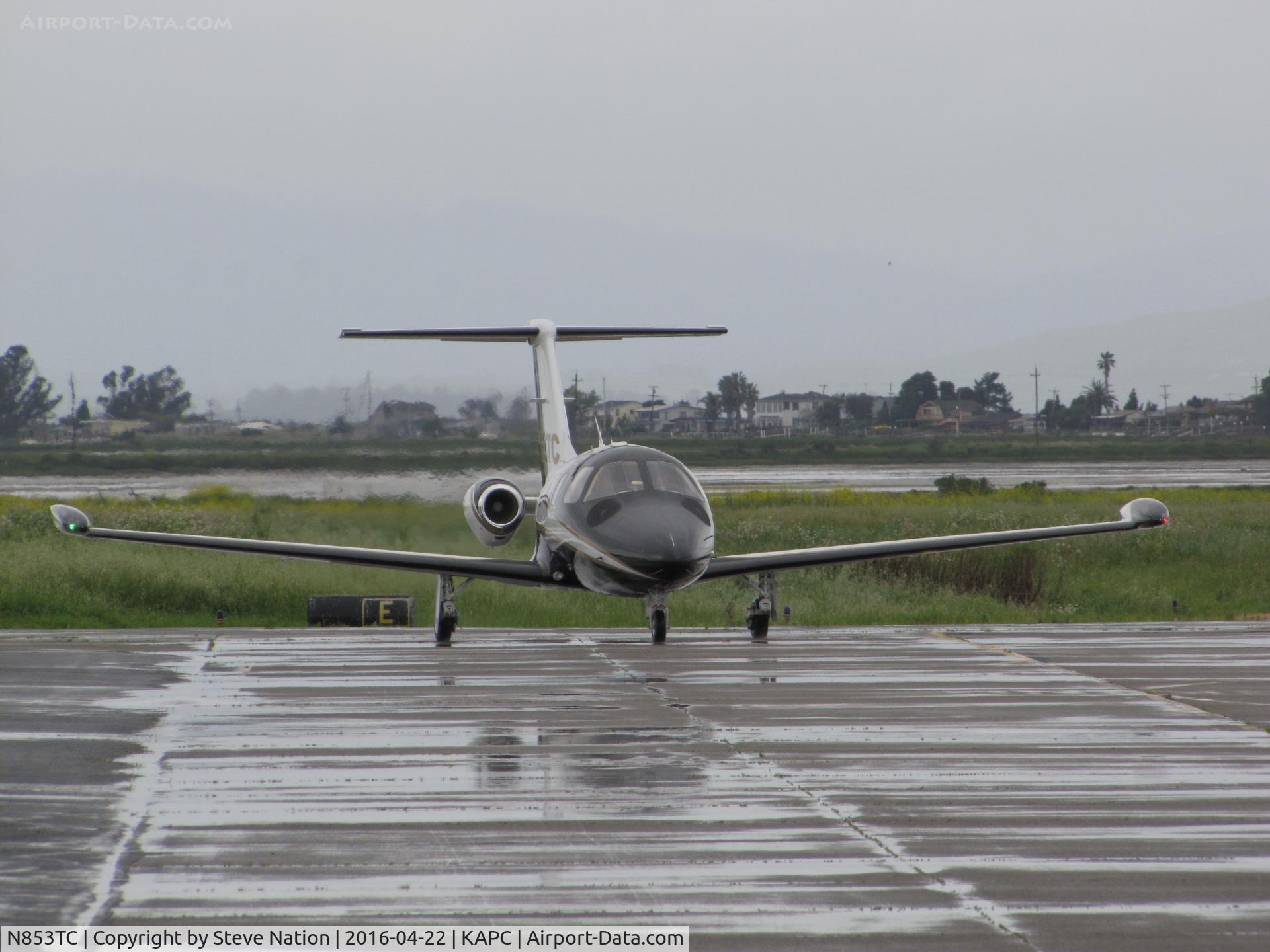 N853TC, 2008 Eclipse Aviation Corp EA500 C/N 000245, 2008 Eclipse Aviation EA500 arriving on rainy spring morning @ Napa County Airport, CA from sunny KABQ