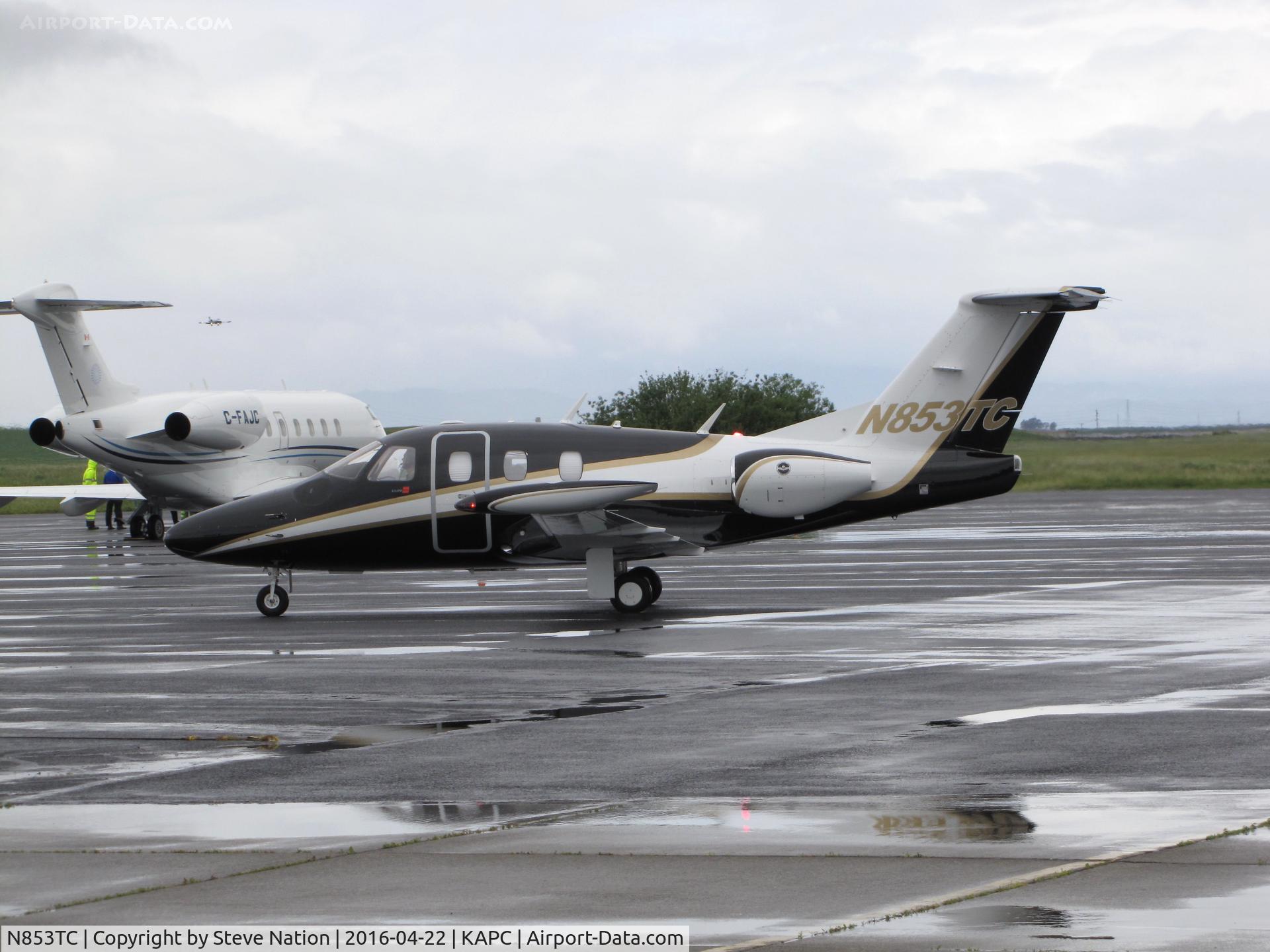 N853TC, 2008 Eclipse Aviation Corp EA500 C/N 000245, 2008 Eclipse Aviation EA500 arriving on rainy spring morning @ Napa County Airport, CA from sunny KABQ