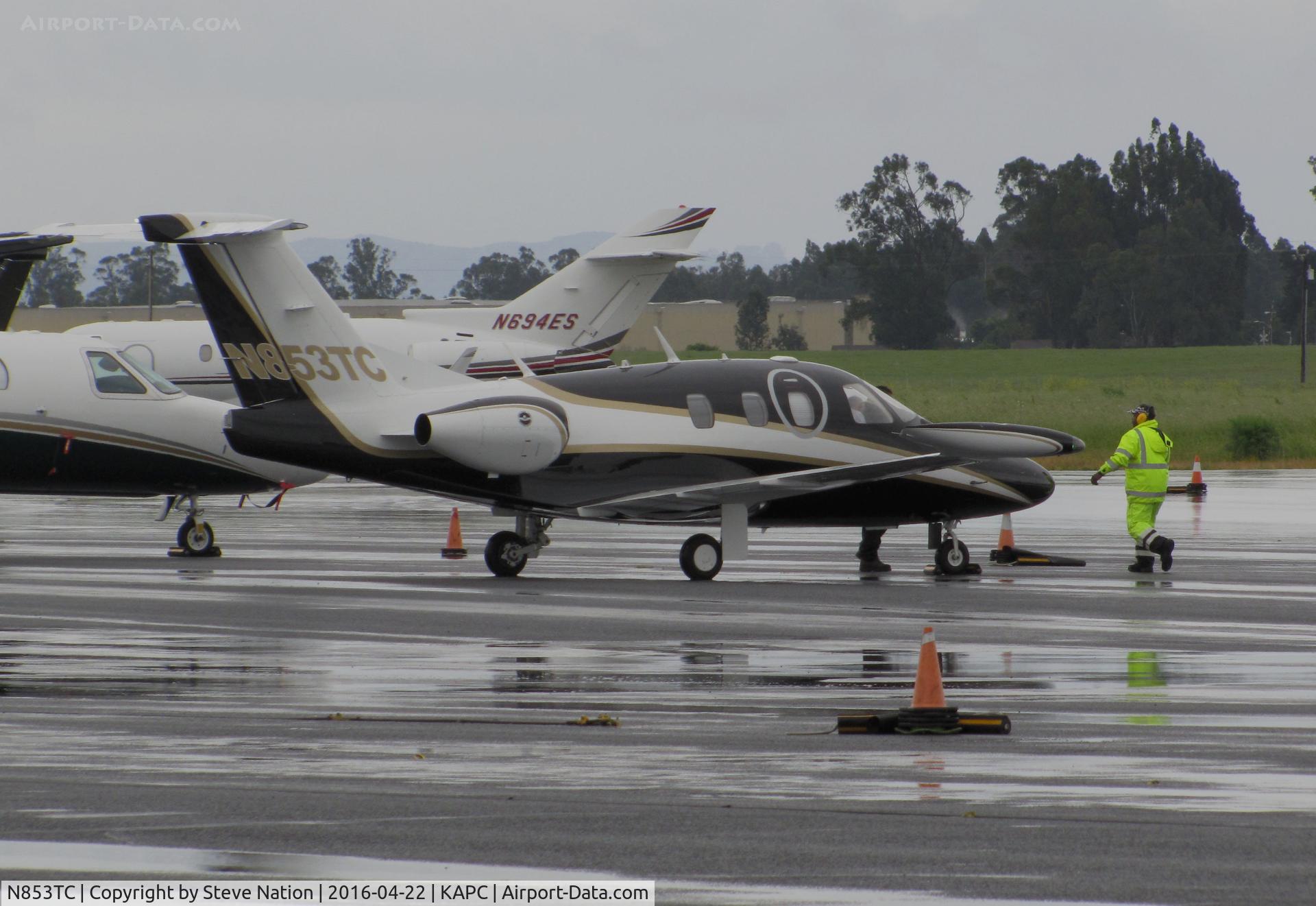 N853TC, 2008 Eclipse Aviation Corp EA500 C/N 000245, 2008 Eclipse Aviation EA500 in from sunny KABQ - welcome to a rainy spring morning @ Napa County Airport, CA