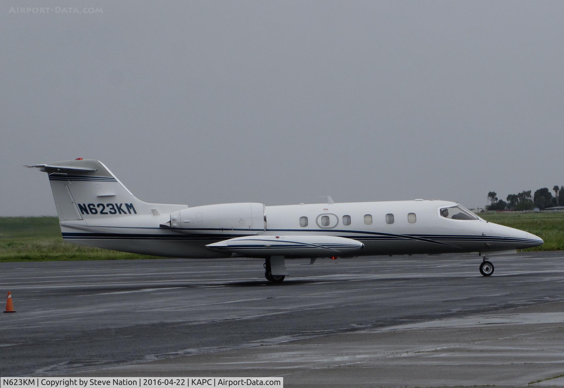 N623KM, 1980 Gates Learjet 35A C/N 307, Quarry Lane LLC (Chatsworth, CA) 1980 Gates Learjet 35A leaving rainy Napa County Airport, CA for flight to KSBA
