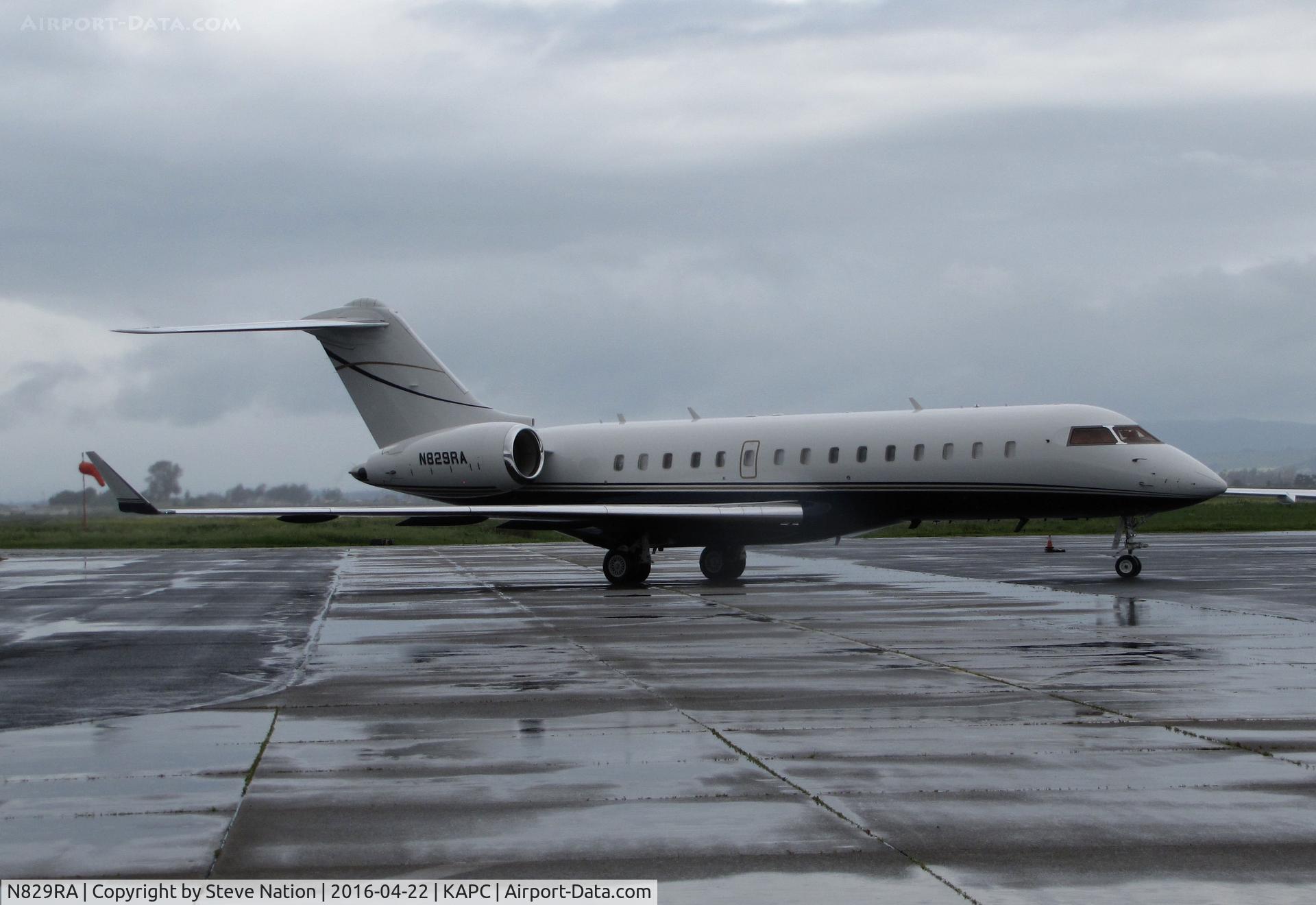 N829RA, 1999 Bombardier BD-700-1A11 Global Express 5000 C/N 9029, R66 Leasing (Alexandria, VA) 1999 Bombardier BD-700-1A10 Global Express arriving in the rain @  Napa County Airport, CA