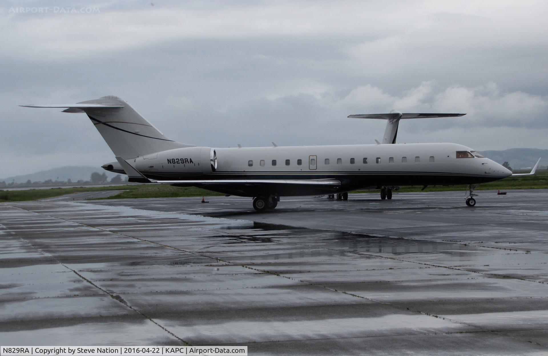 N829RA, 1999 Bombardier BD-700-1A11 Global Express 5000 C/N 9029, R66 Leasing (Alexandria, VA) 1999 Bombardier BD-700-1A10 Global Express arriving in the rain @  Napa County Airport, CA