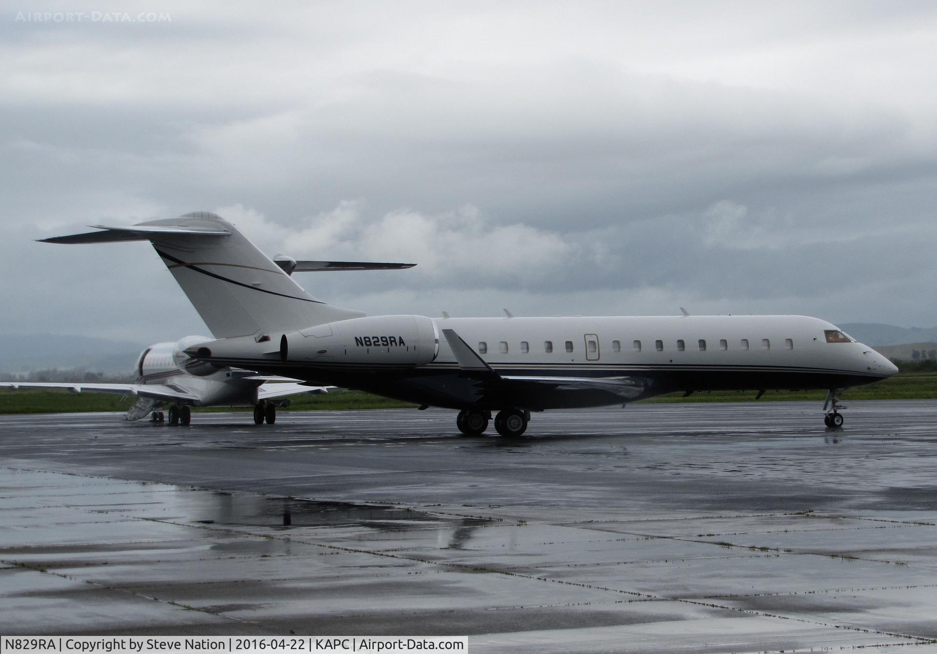 N829RA, 1999 Bombardier BD-700-1A11 Global Express 5000 C/N 9029, R66 Leasing (Alexandria, VA) 1999 Bombardier BD-700-1A10 Global Express arriving in the rain @  Napa County Airport, CA