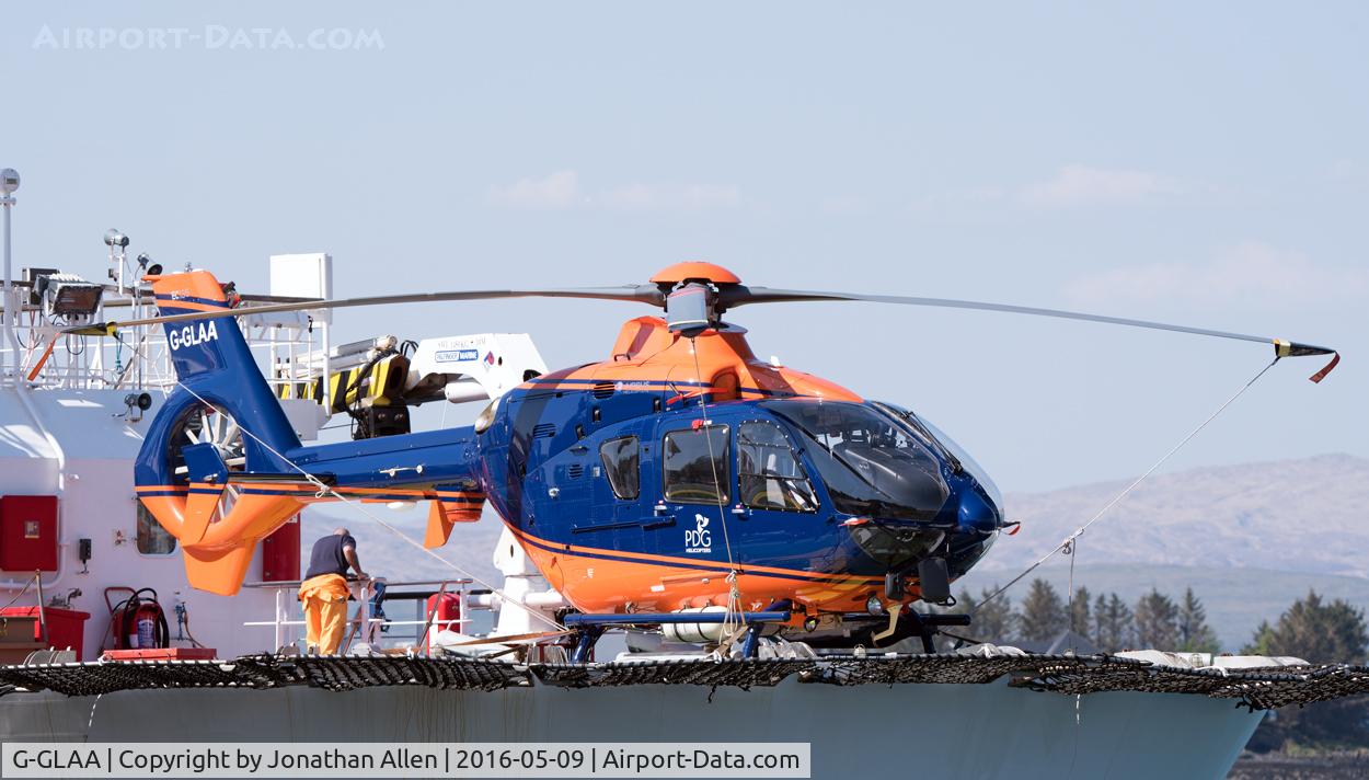G-GLAA, 2015 Airbus Helicopters EC-135T-2+ C/N 1196, New boy's toys - the Northern Lighthouse Board has a new helicopter. Seen on board NLBS Pharos in Oban.