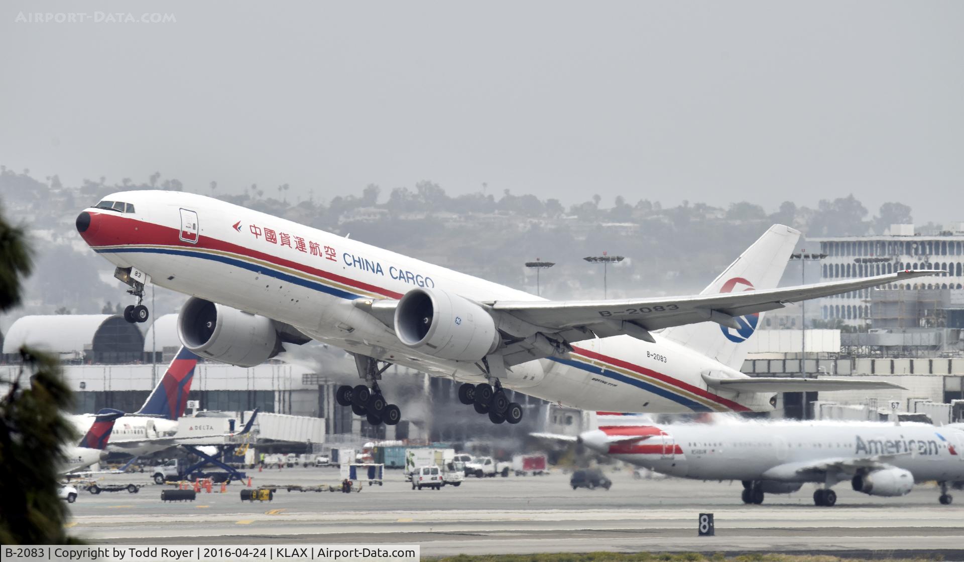 B-2083, 2011 Boeing 777-F6N C/N 37717, Departing LAX