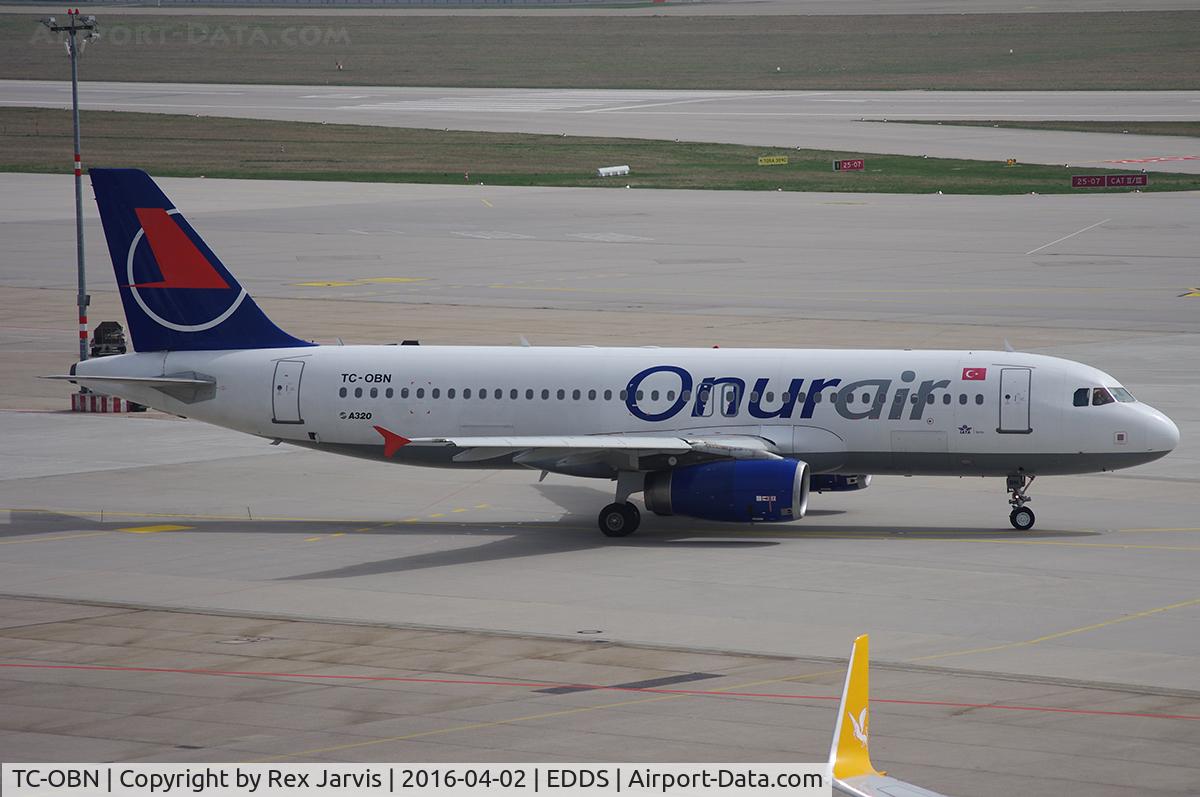 TC-OBN, 2005 Airbus A320-232 C/N 2571, Taxiing to the gate at Stuttgart.