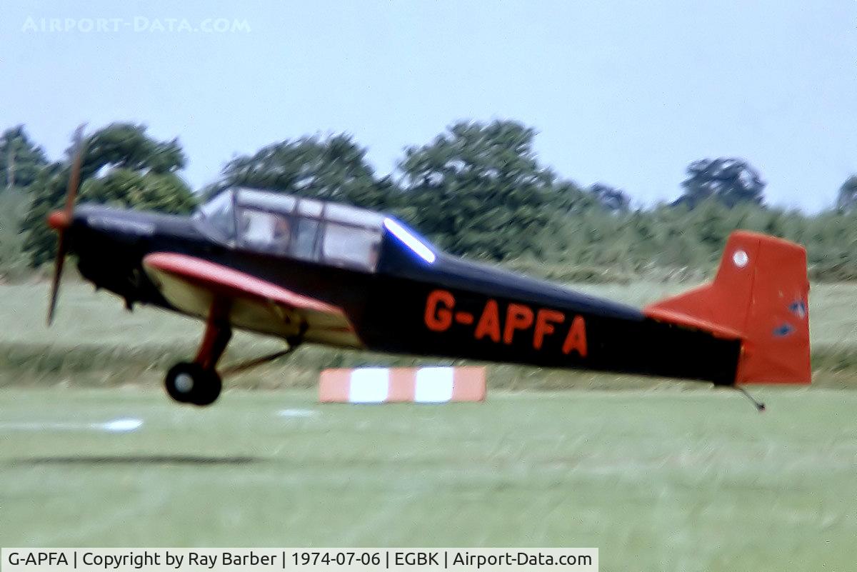 G-APFA, 1957 Druine D-5 Turbi C/N PFA 232, Druine D.52 Turbi [PFA 232] Sywell~G 06/07/1974. From a slide.